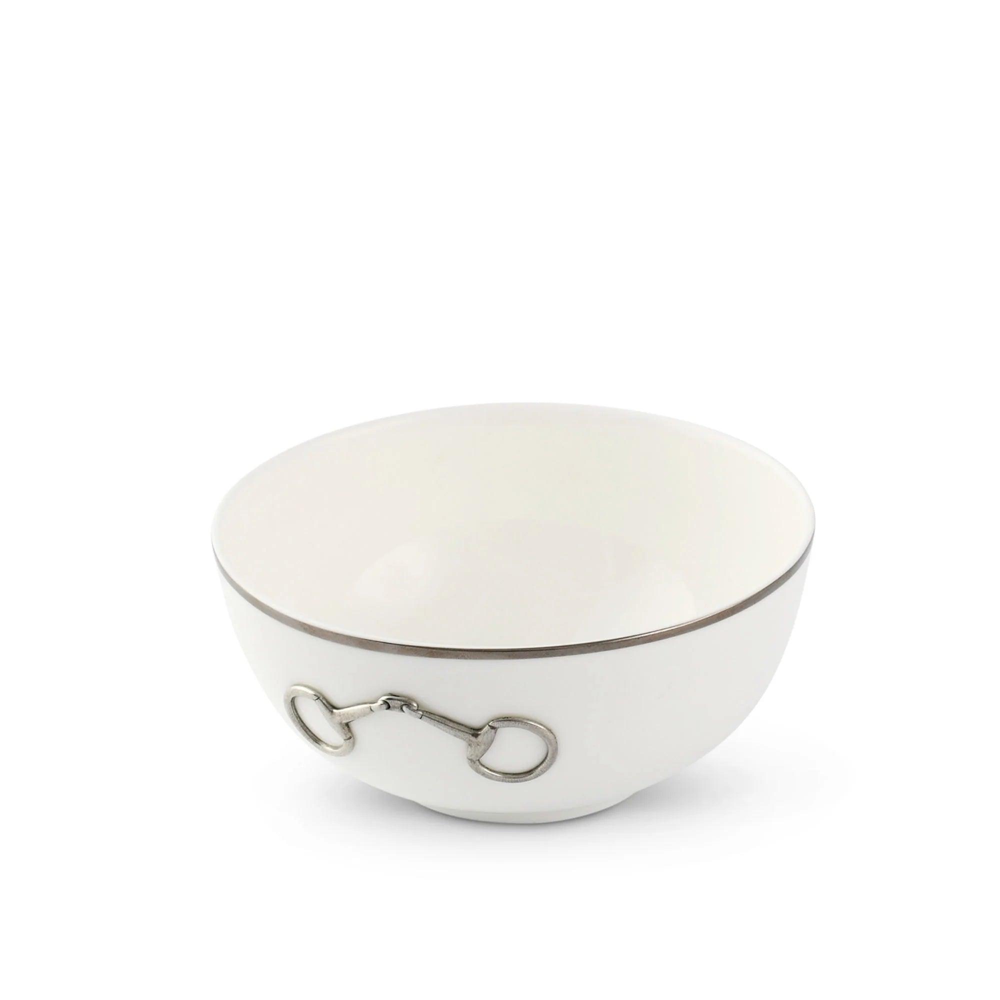 Premium Snaffle Bit Horse Training Equipment - Platinum Stainless Steel Cereal Bowl for Equestrian & Pet Feeding - Ideal for Horseback Riding, Dog Bowls, and Stable Use