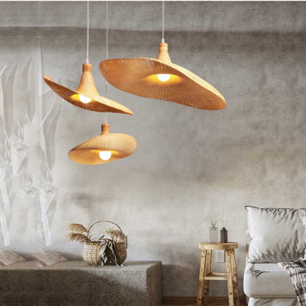 CHENKUI Natural Woven Bamboo Chandelier - Modern Geometric Pendant Light with E26/E27 Base, Handcrafted Weave Design for Living Room, Dining Room, Hallway & Stairway | Perfect for Boho, Farmhouse & Coastal Home Decor