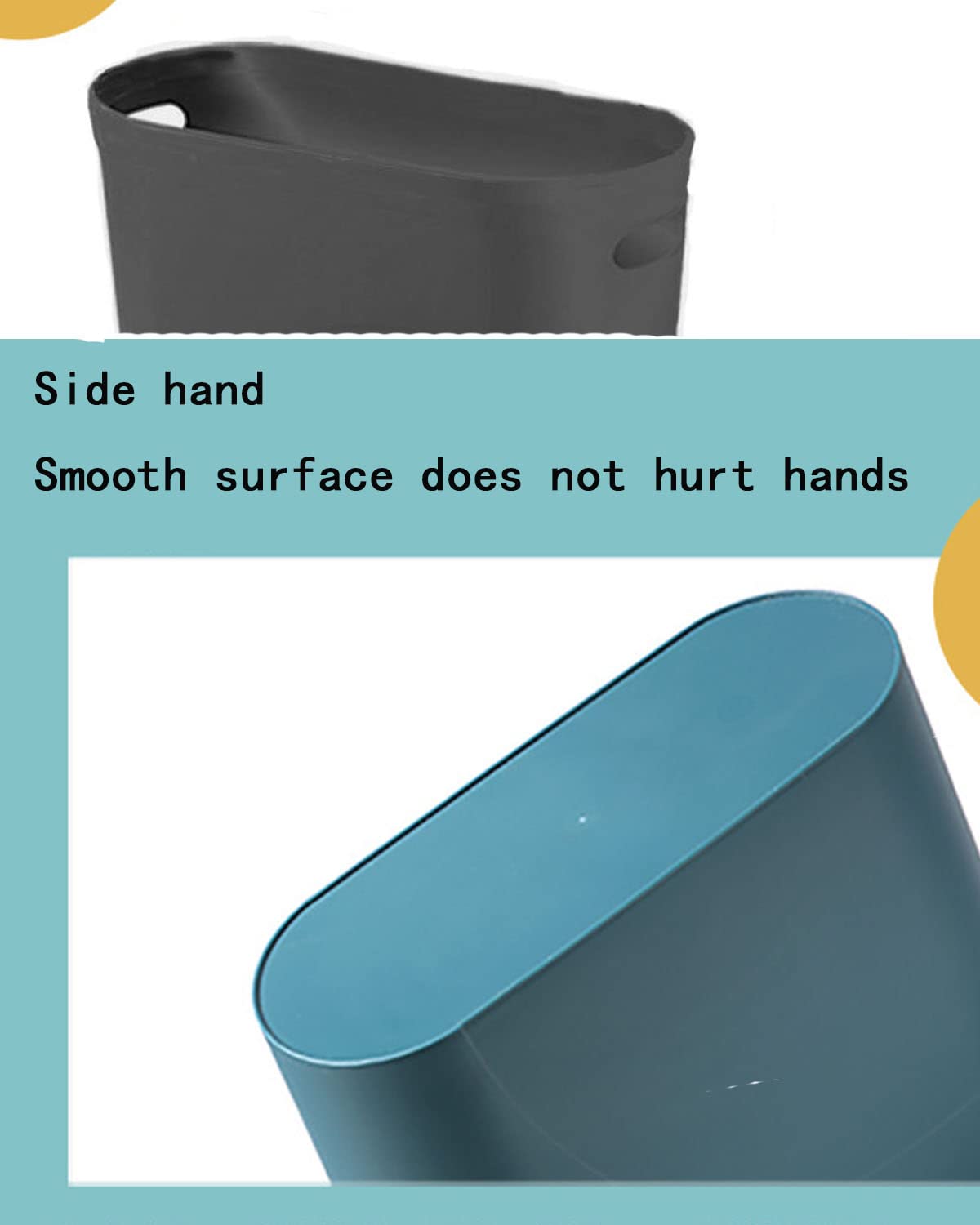 3 Gallon Slim Plastic Bathroom Trash Can - Set of 2, Grey - Perfect for Small Spaces, Under Sink & Vanity Organization