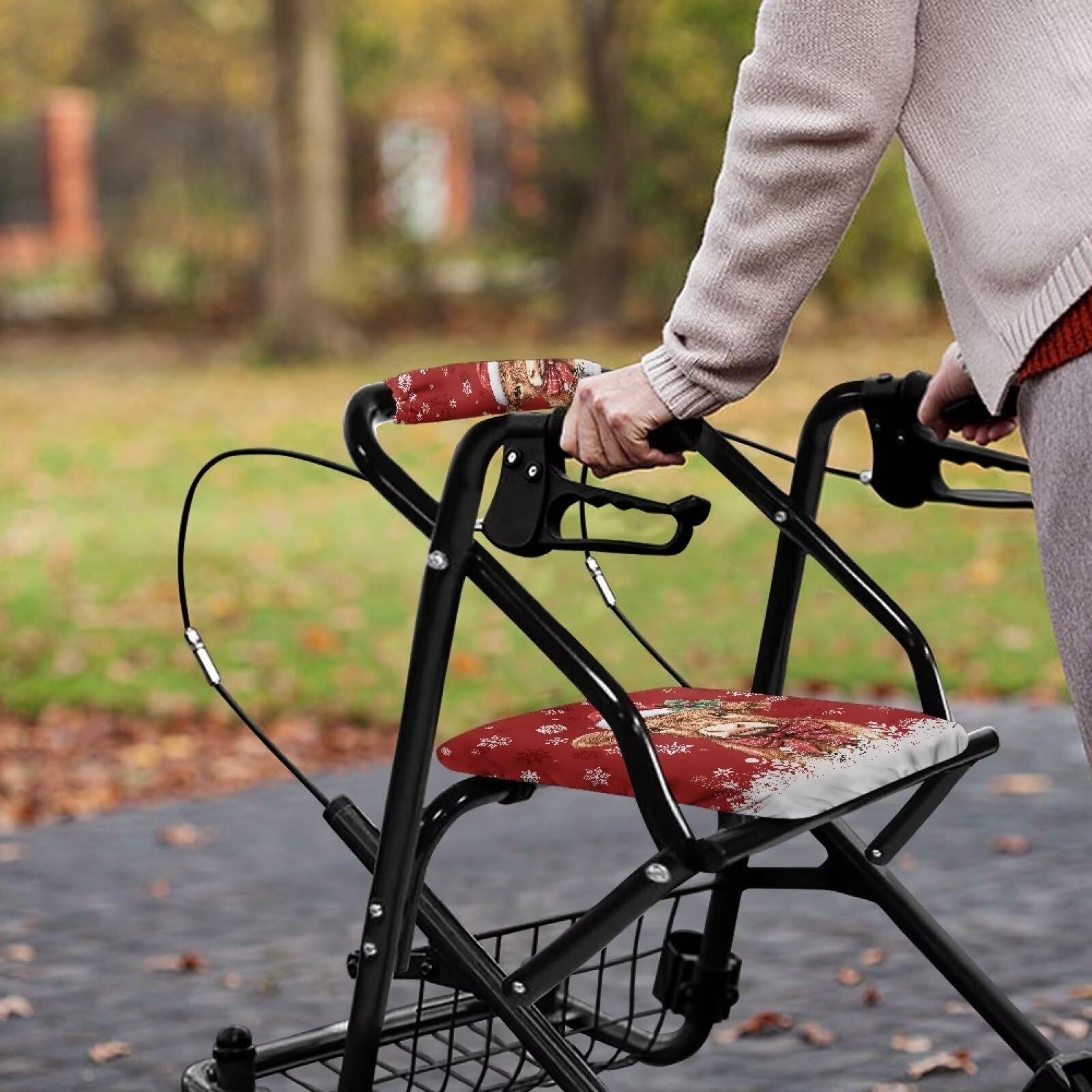 Yak Snowflakes Rollator Walker Accessories - Elastic Band Covers, Soft & Breathable Seat Cushion for Seniors | Ideal for Elderly Mobility, Walking Assistance & Comfortable Seating at Home or Outdoors