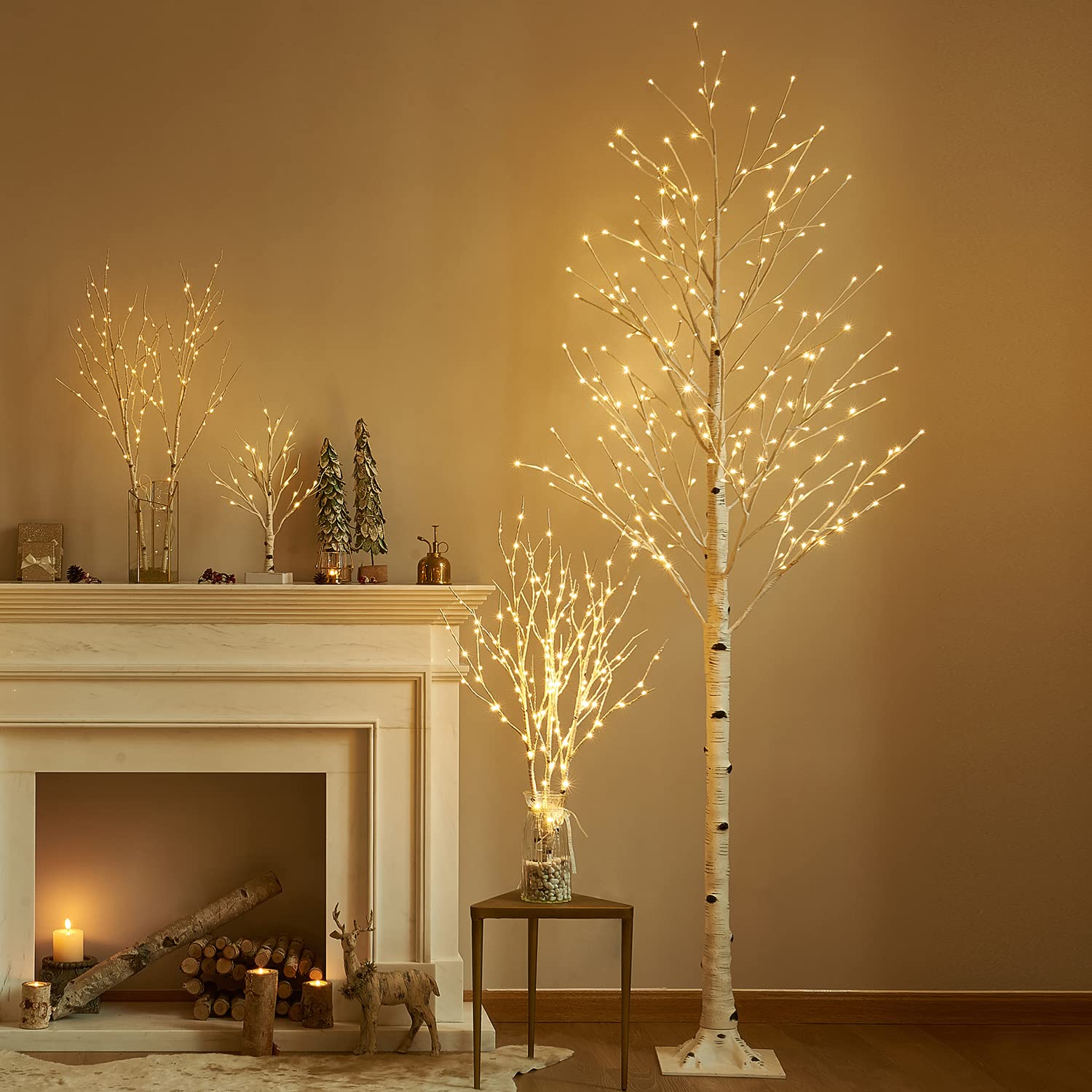 LITBLOOM 8FT Birch Tree with 240 LED Lights - Indoor/Outdoor Christmas Decor for Living Room, Bedroom, Patio & Garden