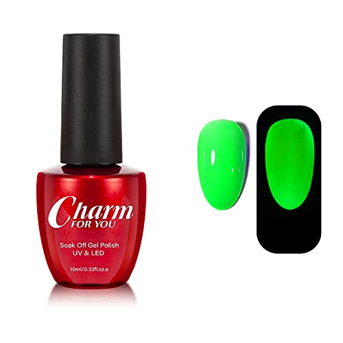 VERONNI Glow in The Dark Nail Polish - Neon Green UV Gel Polish with Long Lasting Luminous Effect, Fluorescent Bright Color Soak Off Gel for Nail Art (N-07) | Perfect for Night Parties, Raves & Halloween Nails