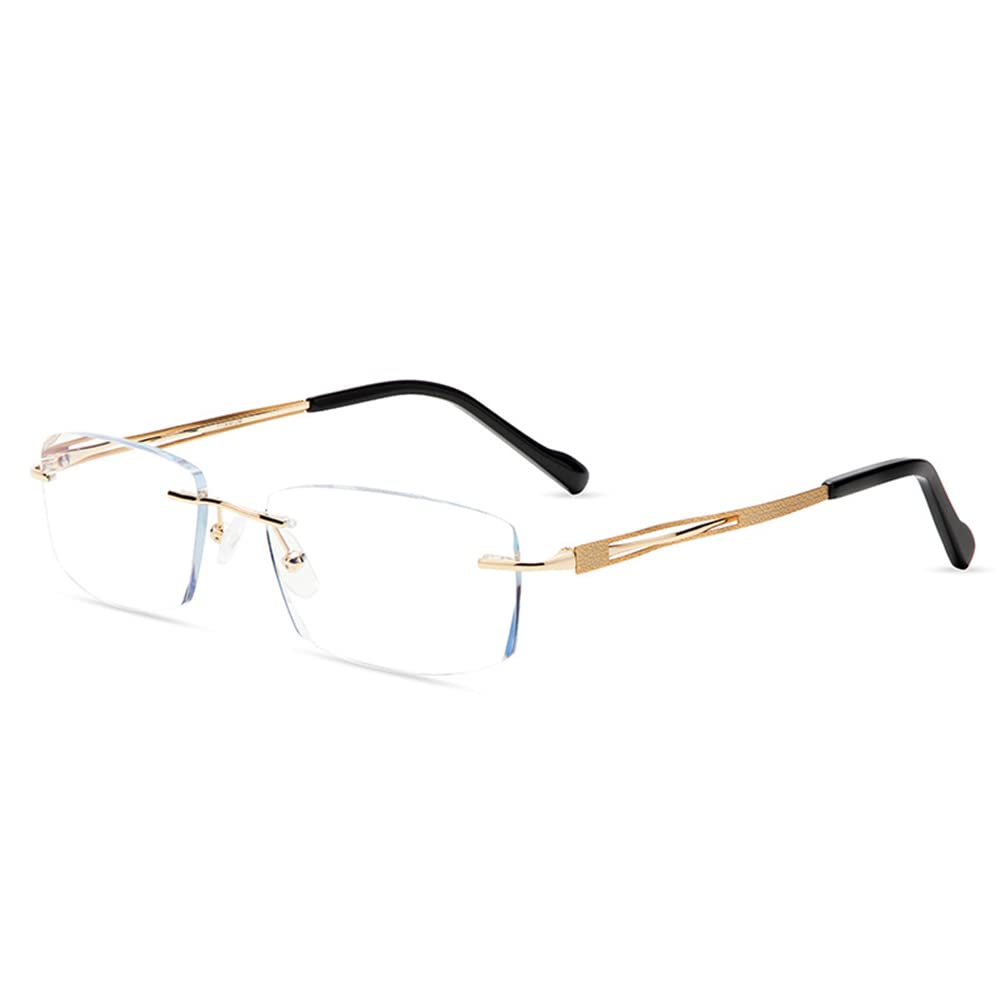 EYEphd Titanium Rimless Reading Glasses for Women & Men - Clear Lens Anti-Blue Light Computer Glasses - Presbyopia Readers for Office, Screen Time & Daily Use