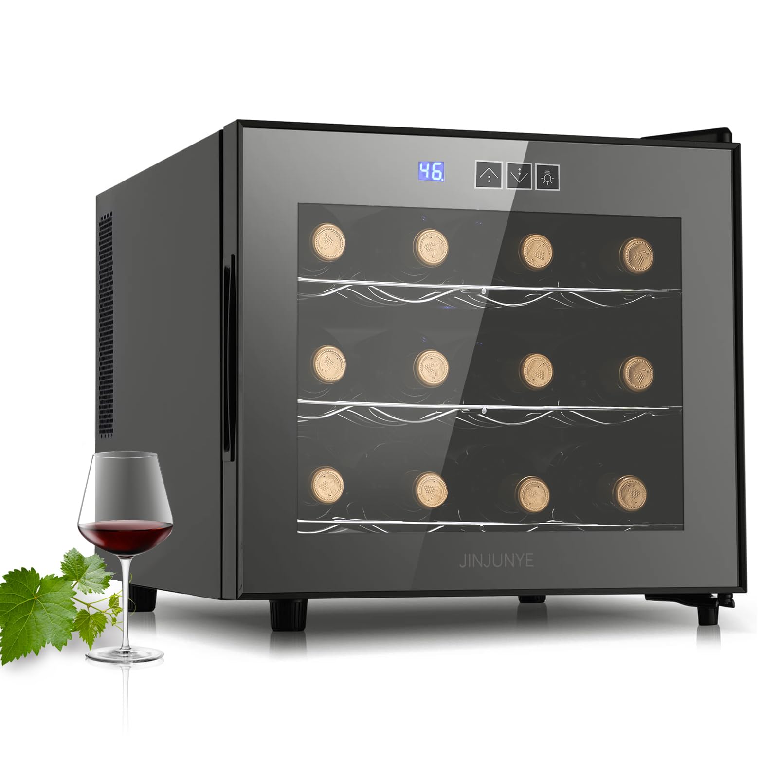 Upgraded 12 Bottle Wine Cooler Refrigerator - Dual Chip Countertop Wine Fridge with Precise Temperature Control (46-66°F) - Compact Freestanding Mini Wine Cellar for Home, Office, Bar & Restaurant Use