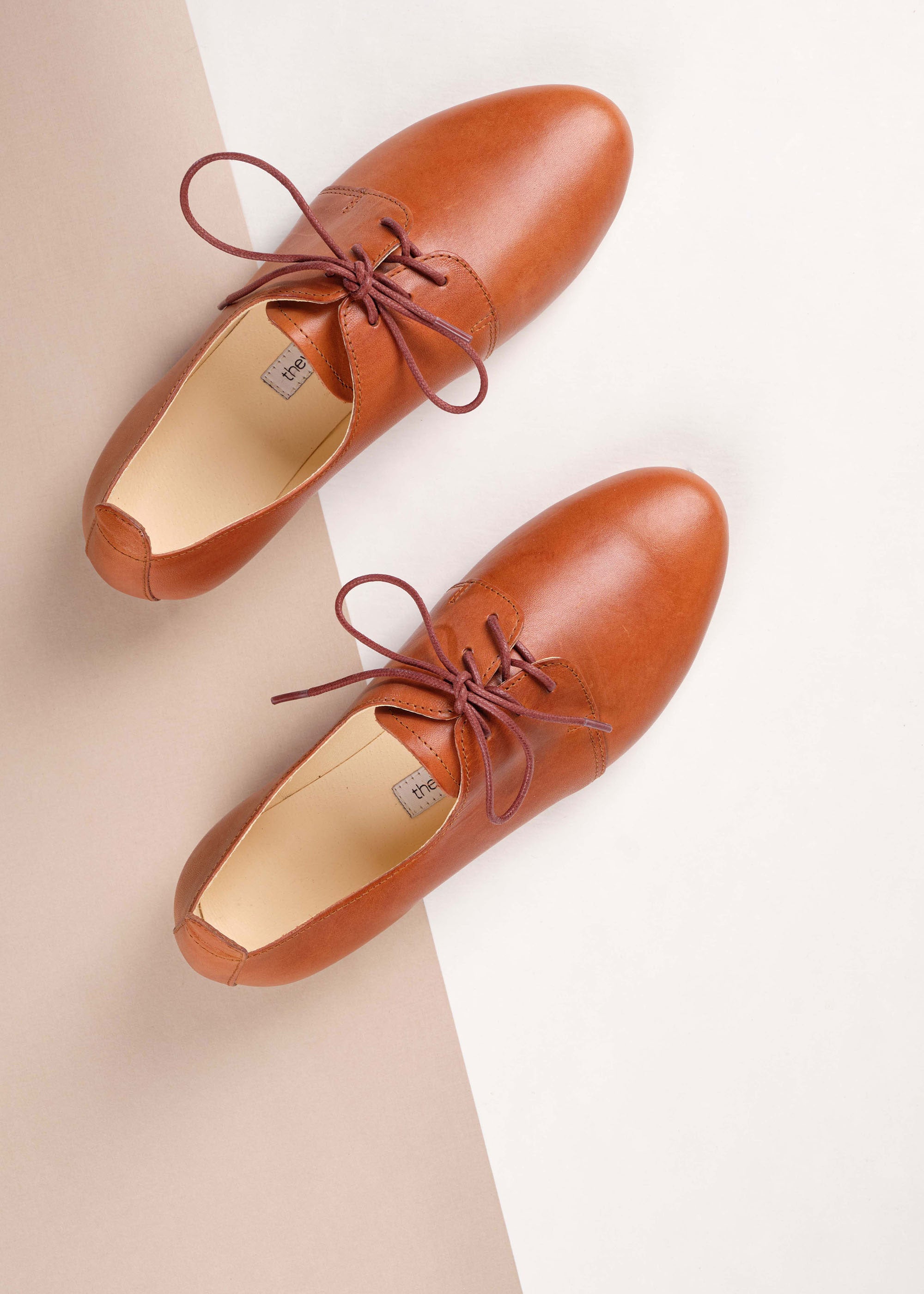 AMIRA Women's Cognac Brown Oxford Shoes - Classic Comfort for Work, Office & Casual Wear