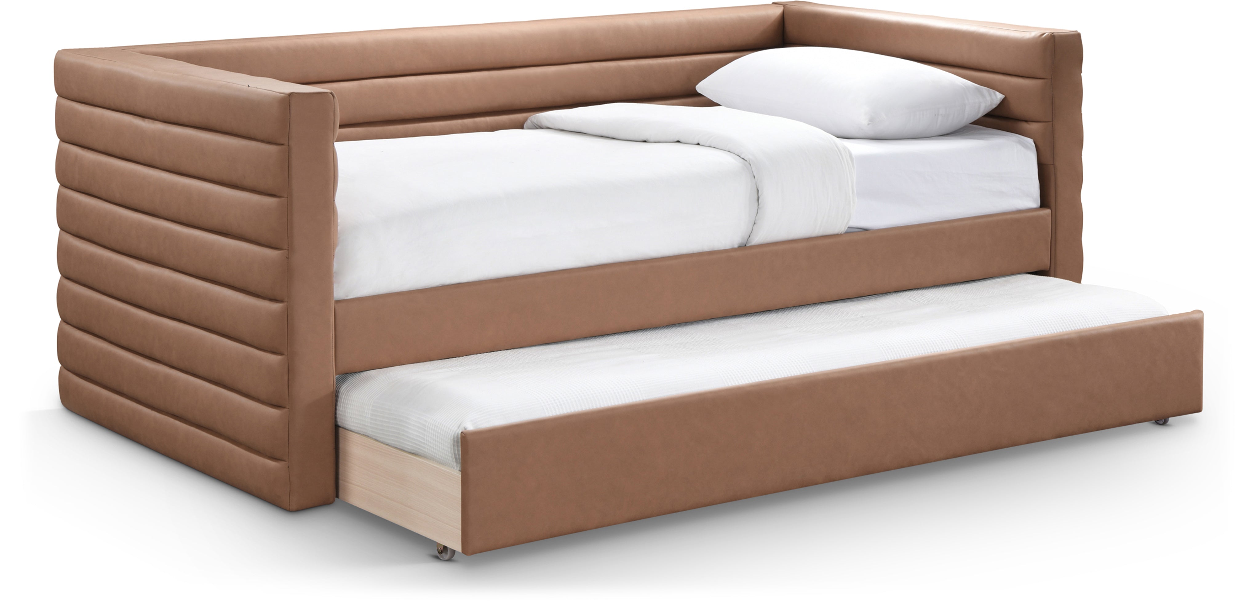 Beverly Vegan Leather Daybed - Modern Faux Leather Sofa Bed for Living Room, Guest Room & Small Spaces | Comfortable Sleeper Couch with Premium PU Leather
