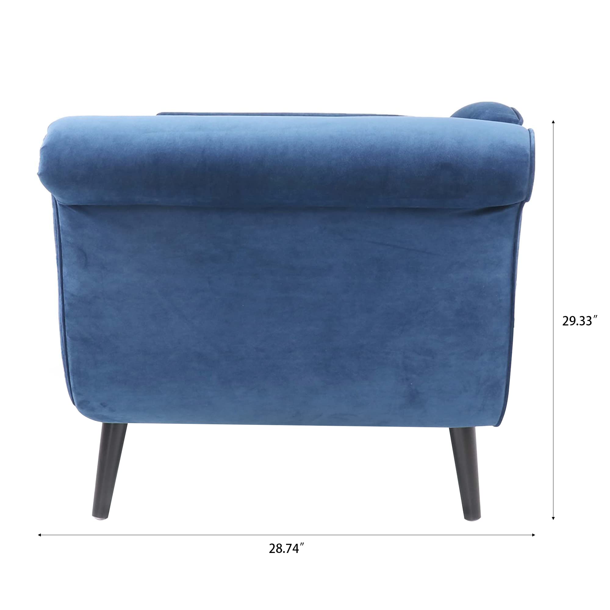 Bellemave Modern Upholstered Chaise Lounge Chair with Scroll Arms - Convertible Sleeper Sofa Bed for Living Room, Bedroom & Apartment - Soft Fabric Blue Chaise - Perfect for Relaxing, Reading & Small Space Living