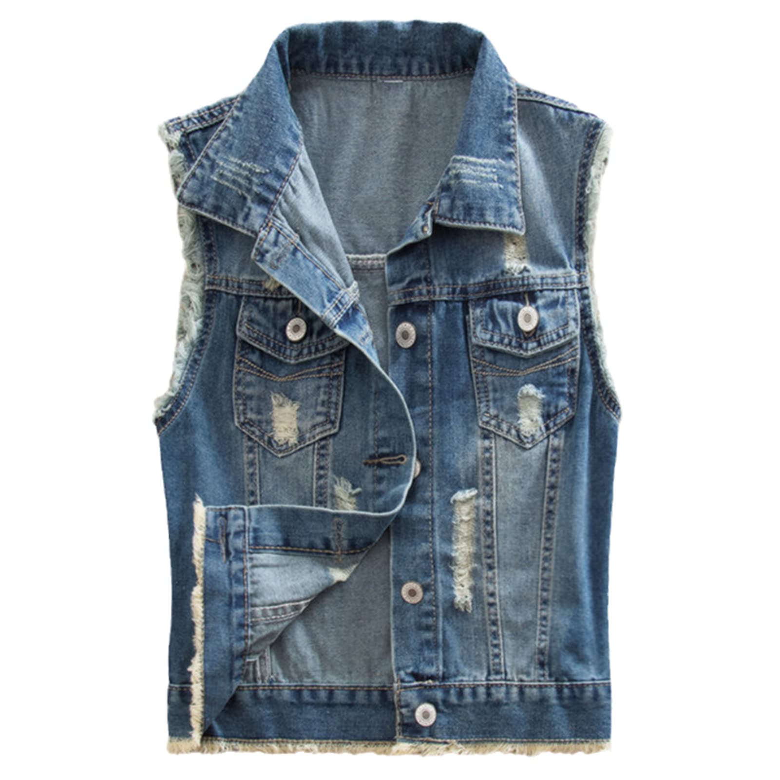 Vintage Women's Denim Vest Jacket - Slim Sleeveless Waistcoat for Spring & Autumn | Casual Tops & Layering Piece for Everyday Wear