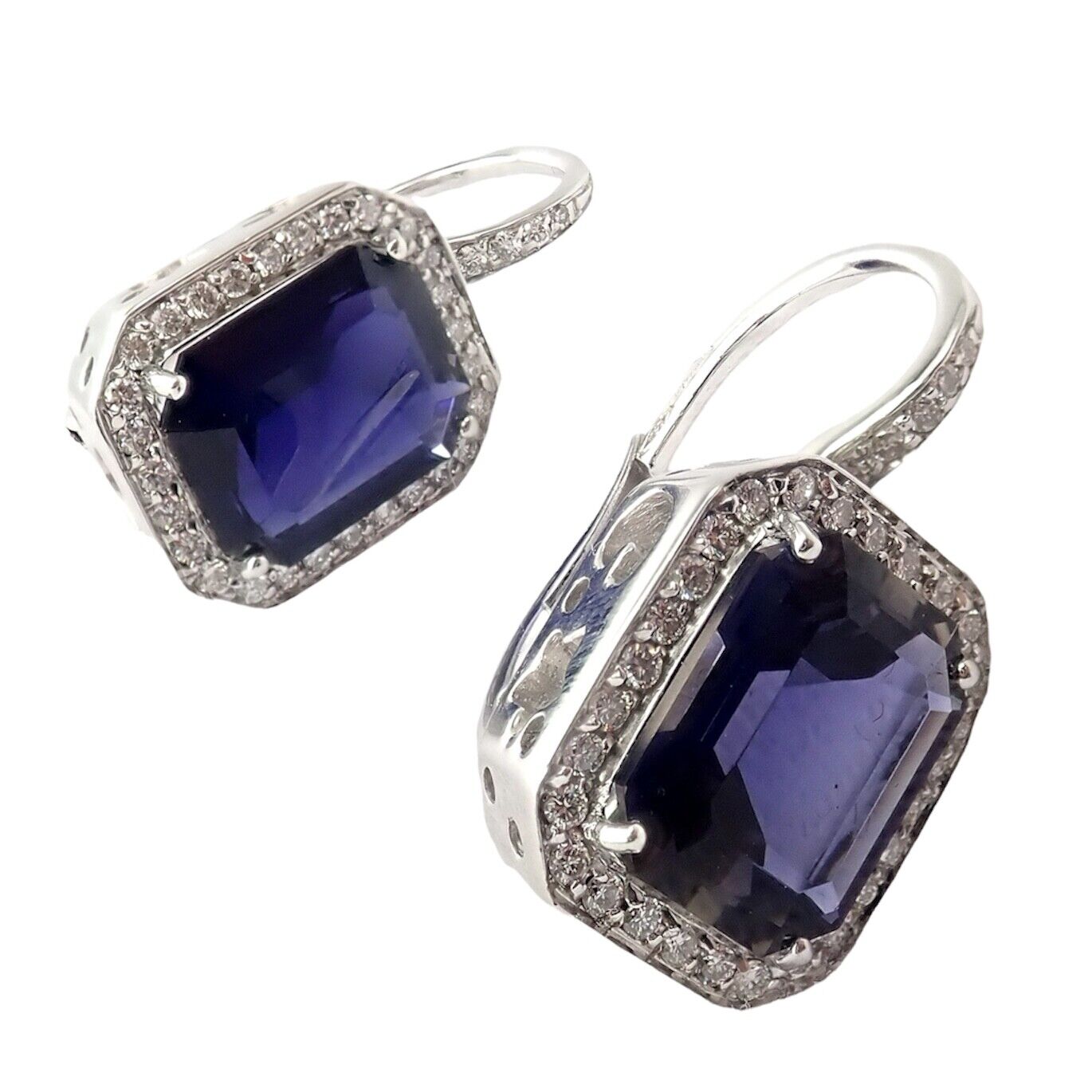 Authentic Pasquale Bruni 18k White Gold Iolite Diamond Earrings for Women | Luxury Italian Jewelry | Perfect for Weddings, Anniversaries & Special Occasions