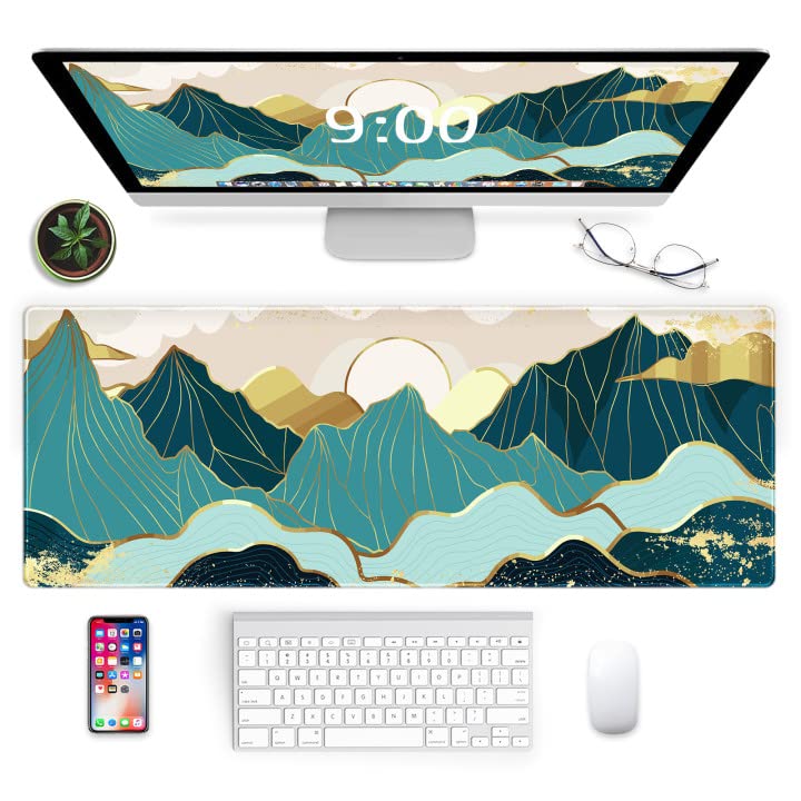 Galdas XXL Gaming Mouse Pad - 31.5x11.8 Inch Large Extended Non-Slip Rubber Base Mouse Mat with Stitched Edges for PC, Laptop, Office & Gaming Desk - Abstract Sunset Design for Gamers & Professionals