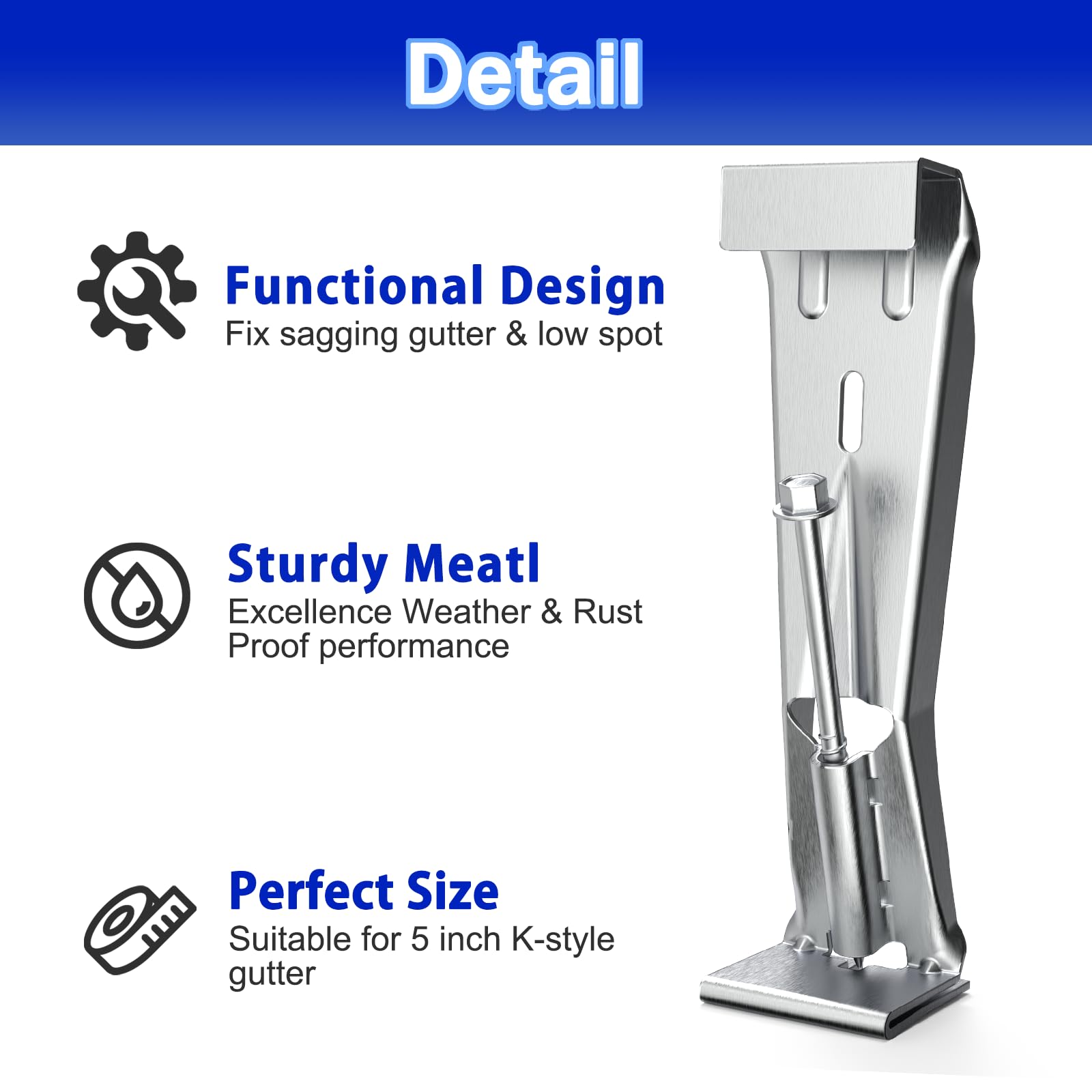 5 Inch Quick Screw Gutter Hangers - 100 Pack Heavy Duty Gutter Support Brackets with Hidden Screw Clips | Prevent Sagging Rain Gutters for Roof Drainage & Home Protection