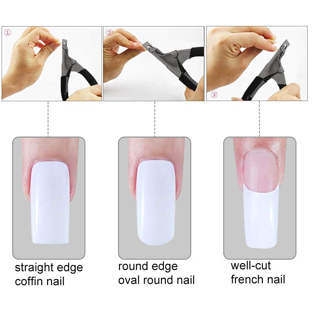 Professional Acrylic Nail Clipper & Cutter - False Artificial Nail Trimmer for Manicure & Pedicure - Black & Silver Design - Perfect for Salon, Home Use & DIY Nail Art