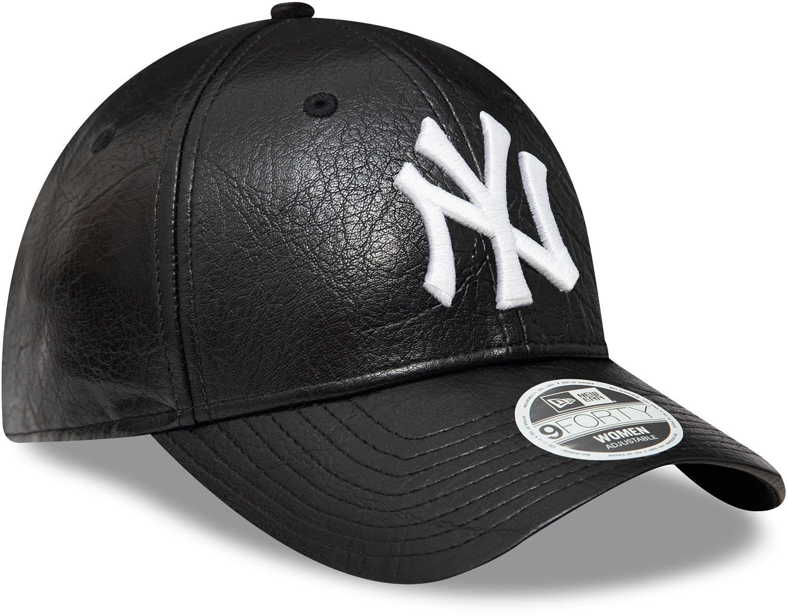 New York Yankees Women's New Era 9Forty Crinkled PU Black Baseball Cap - Stylish Adjustable Hat for Sports Fans & Fashion Enthusiasts - Perfect for Baseball Games, Casual Outfits & Everyday Wear