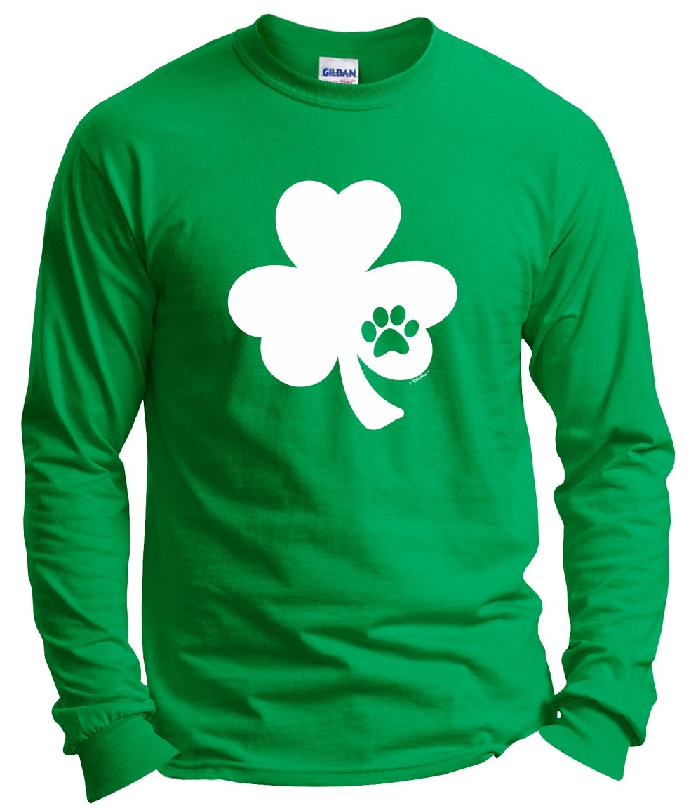 Pawprint Shamrock St. Patrick's Day Long Sleeve T-Shirt for Dog & Cat Lovers - Perfect for Irish-Themed Parties & Pet Owner Gifts
