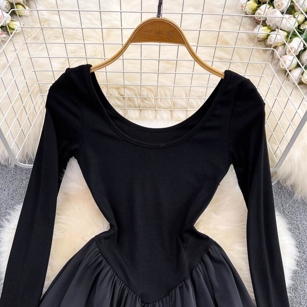 Elegant French Square Neck Long Sleeve A-Line Skirt - Women's Vintage Style Maxi Dress for Wedding, Party & Formal Occasions