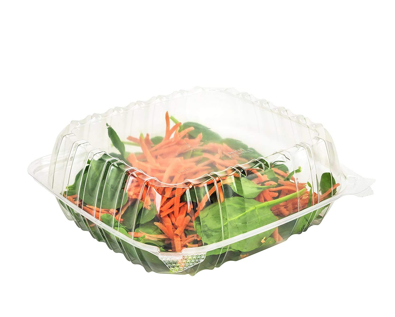 250-Pack Clear Plastic Food Storage Containers with Hinged Lids - 8x8x3 Inch Reusable Clamshell Containers for Meal Prep, Takeout, Salad & Dessert | Perfect for Restaurants, Catering & Home Use