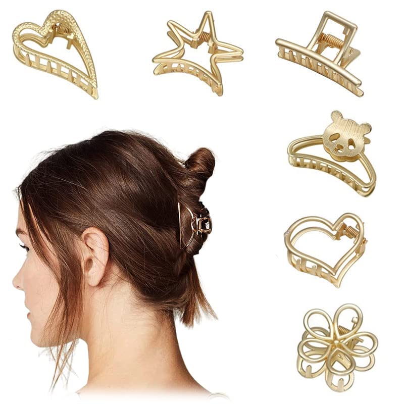 Stylish Metal Hair Clips for Women & Girls - 8-Piece Medium Size Hair Clutchers - Gold Hair Accessories Gift Set - Perfect for Parties, Weddings & Everyday Styling