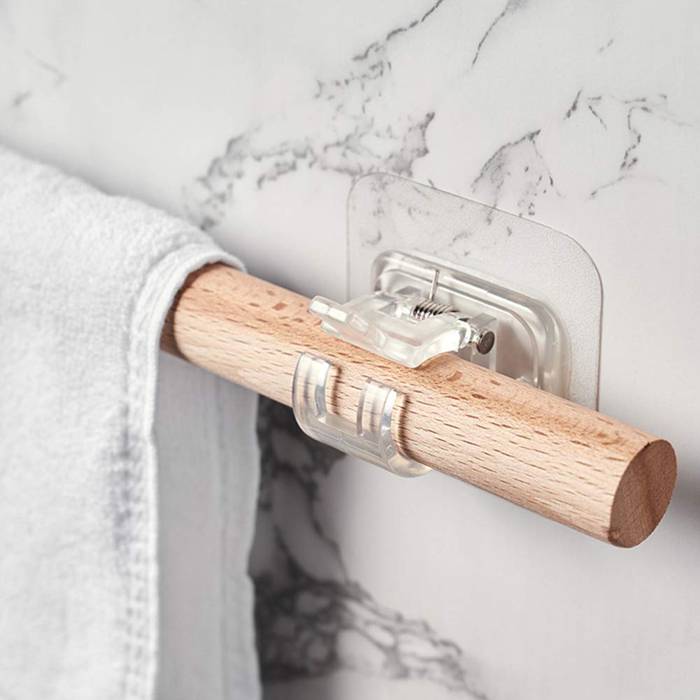 Transparent Self-Adhesive Curtain Rod Bracket - Heavy Duty Towel Rod Holder for Kitchen & Bathroom - Strong Drapery Hook & Rail Rack Fixings - Perfect for Window Treatments, Shower Curtains & Home Decor