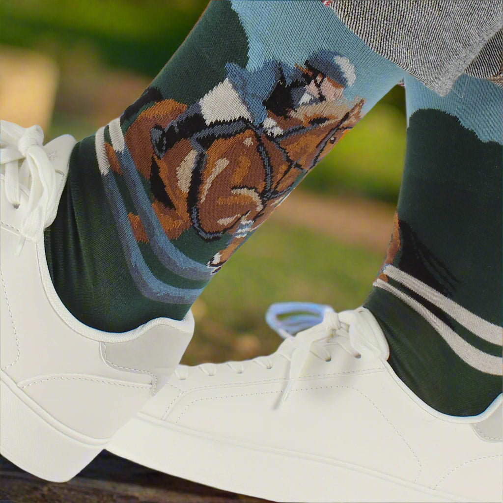 Men's Show Jumping Cotton Socks - Breathable Equestrian Riding Socks for Horseback Riding & Competition | Comfortable Athletic Socks for Riders