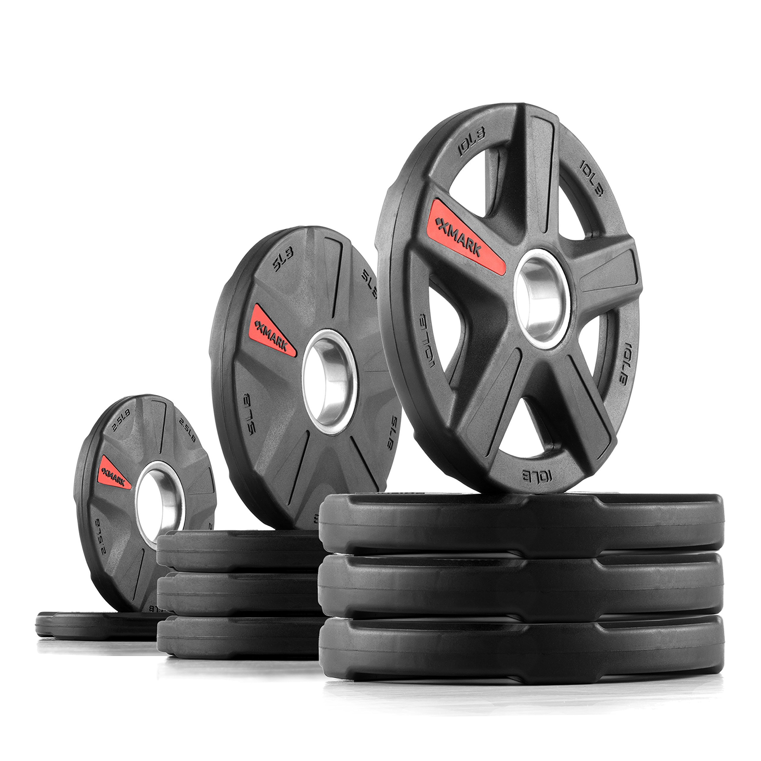 XMARK TEXAS STAR Olympic Weight Plates Set - 300lb Rubber Coated Home Gym Equipment for Barbell Weightlifting & Strength Training | Perfect for CrossFit, Powerlifting & Home Workouts