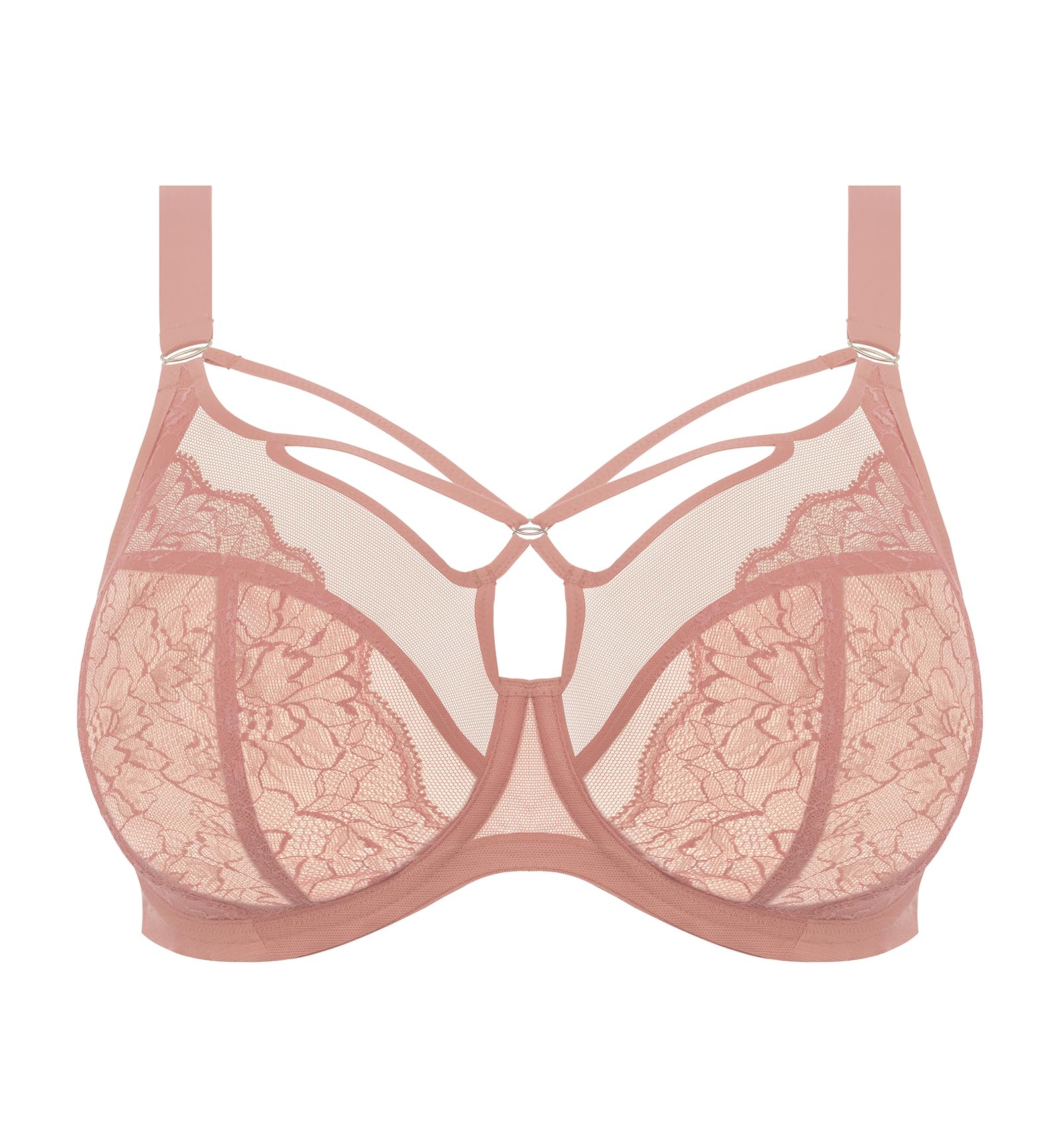 Elomi Women's Brianna Underwire Strappy Plunge Bra - Supportive Full Coverage Lingerie in Ash Rose | Perfect for Evening Wear & Special Occasions