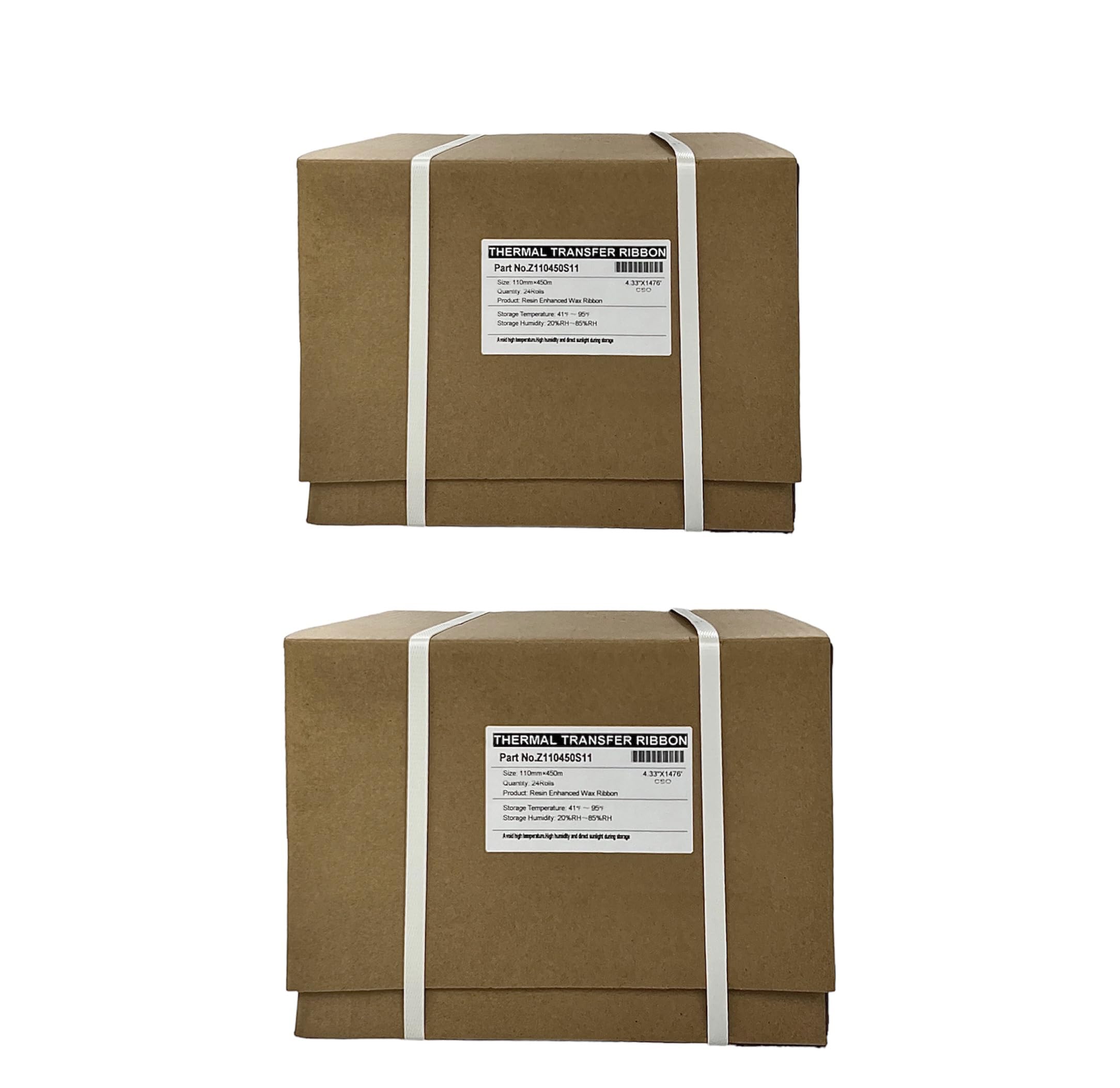 Premium Thermal Transfer Printer Ribbon Rolls - 48 Bulk Black Resin-Enhanced Wax Ribbons (4.33