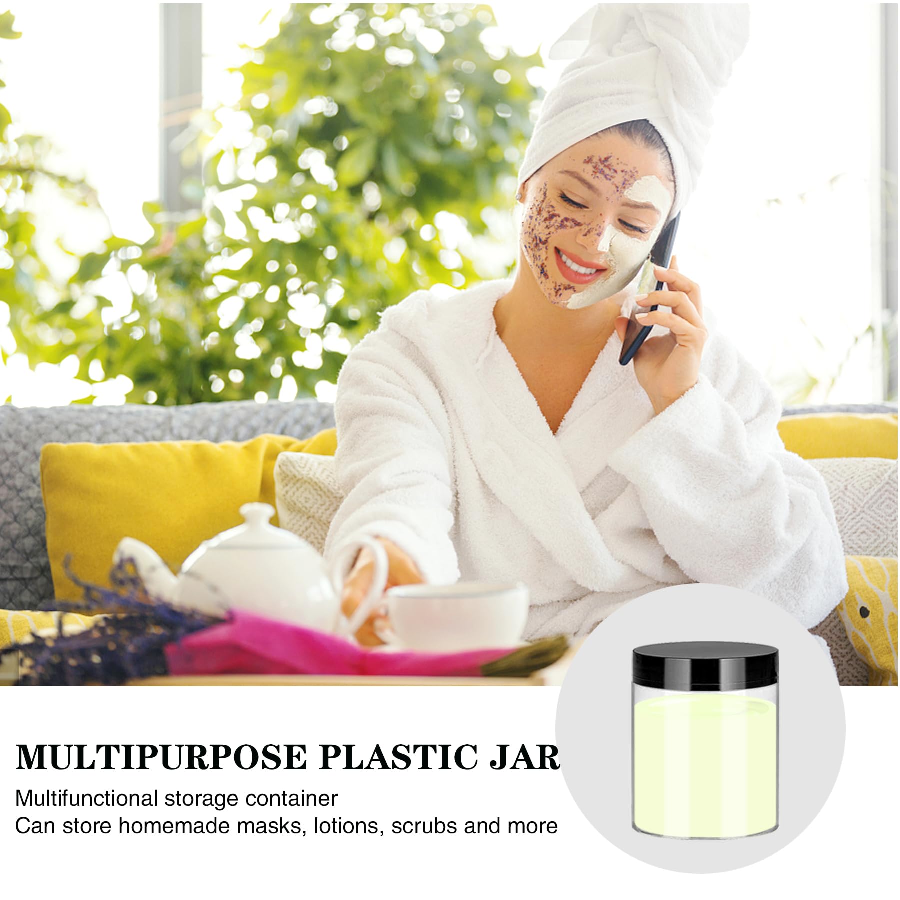 8OZ Clear Plastic Jars with Black Lids (36PCS) - Leak Proof Small Cosmetic Containers for Lotion, Cream, Slime & Travel Essentials | Refillable Round Sample Jars for DIY, Beauty Products & Storage