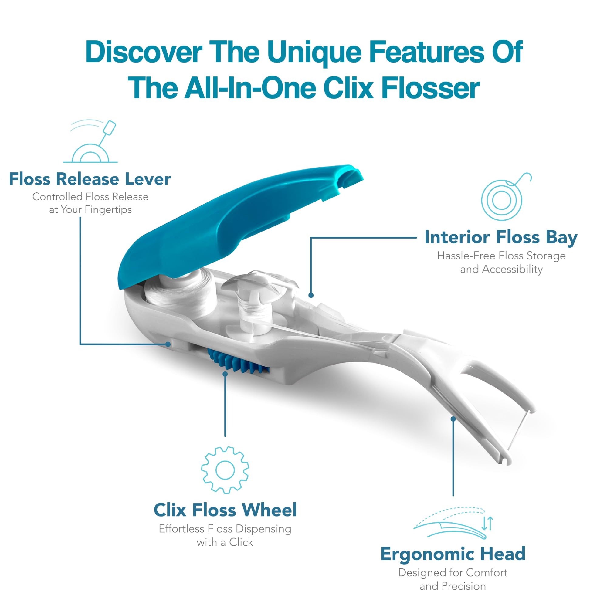 Electric Water Flosser for Teeth Cleaning - Rechargeable Cordless Dental Flosser with 4 Tips & Travel Case - Waterproof IPX7 Oral Irrigator for Braces, Gums & Plaque Removal - Perfect for Home & Travel Use (Light Blue)
