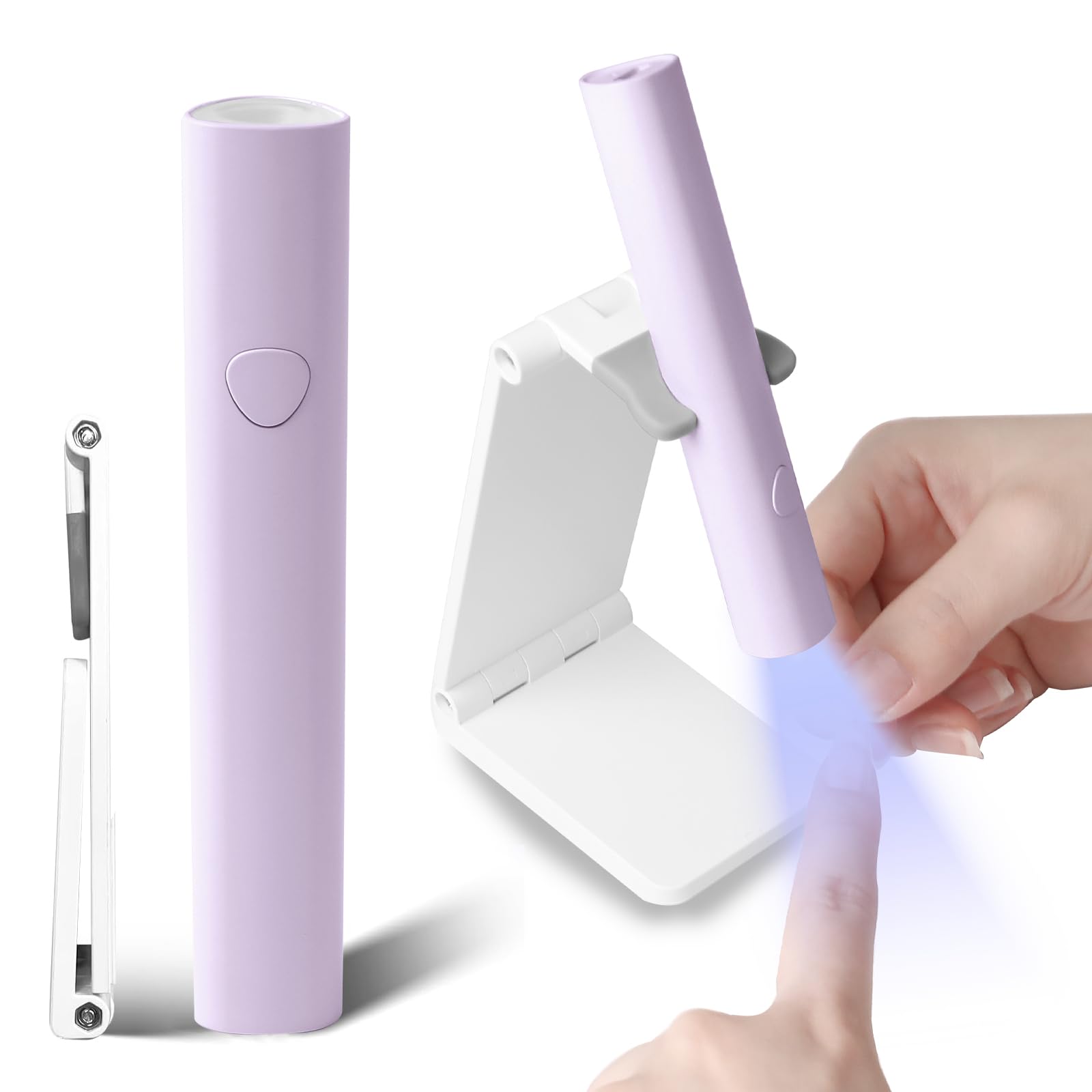Professional UV LED Nail Lamp for Gel Polish - Portable, Rechargeable & Cordless Handheld UV Light with Stand - Fast Curing for Salon & Home DIY Manicures - Perfect for Travel, Parties & Nail Art (Purple)