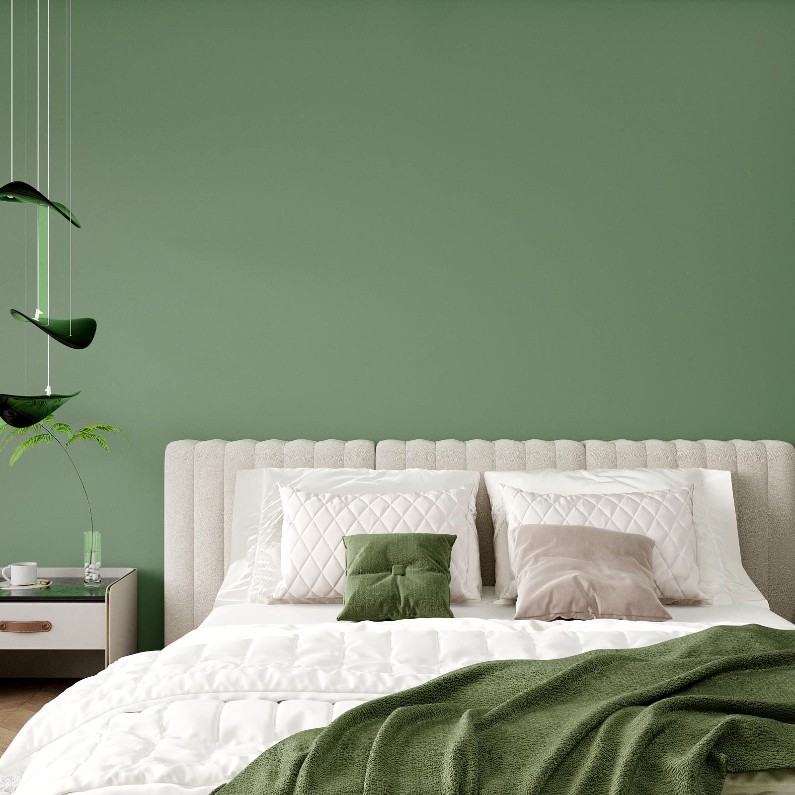 VEELIKE 15.7''x118'' Thick Sage Green Peel and Stick Wallpaper - Waterproof Self-Adhesive Vinyl Contact Paper for Cabinets, Walls, Kitchen Countertops | Perfect for Bedroom, Bathroom & Home Decor Renovation