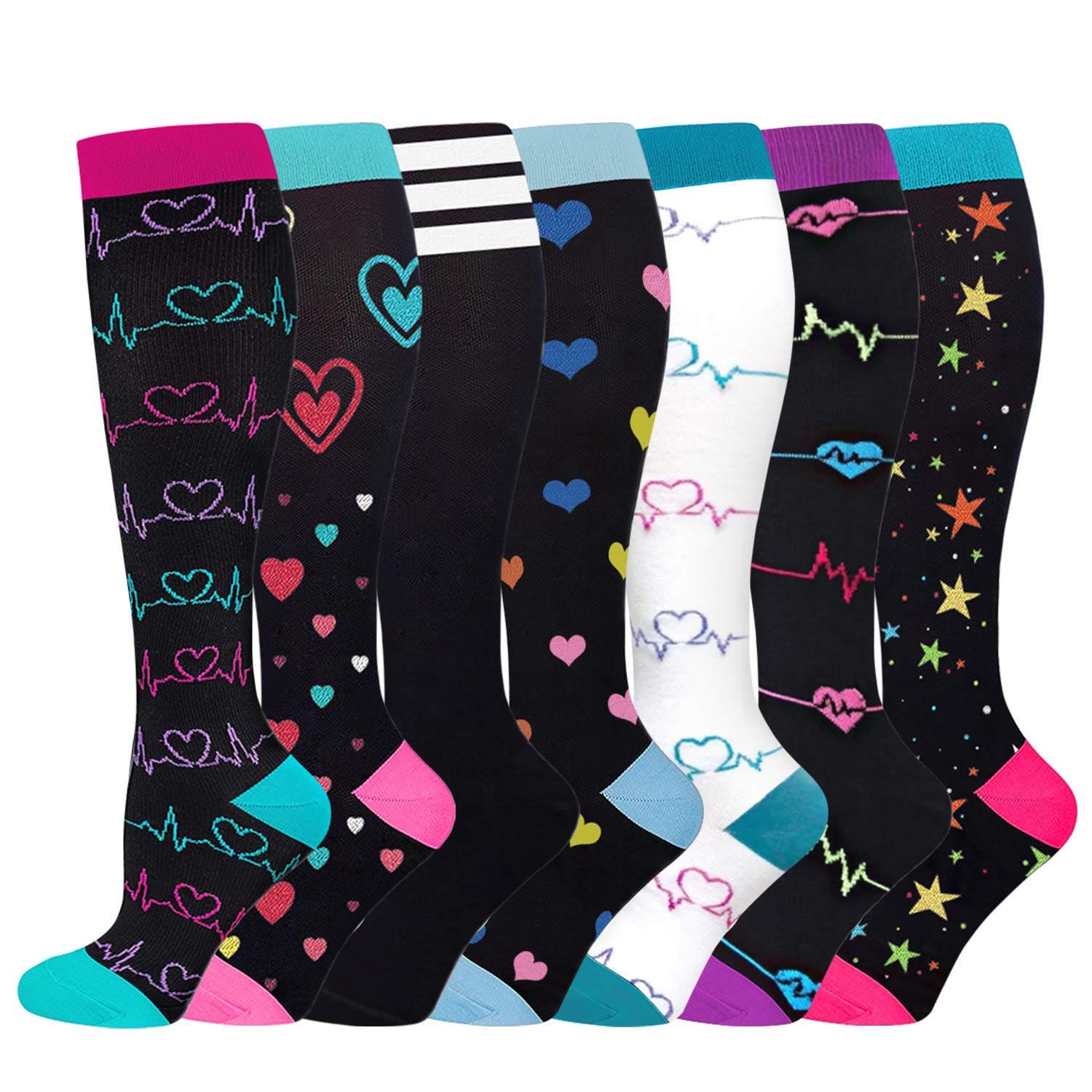 Best 15-20 mmHg Graduated Compression Socks for Women & Men - Athletic Support Socks for Running, Travel & Recovery
