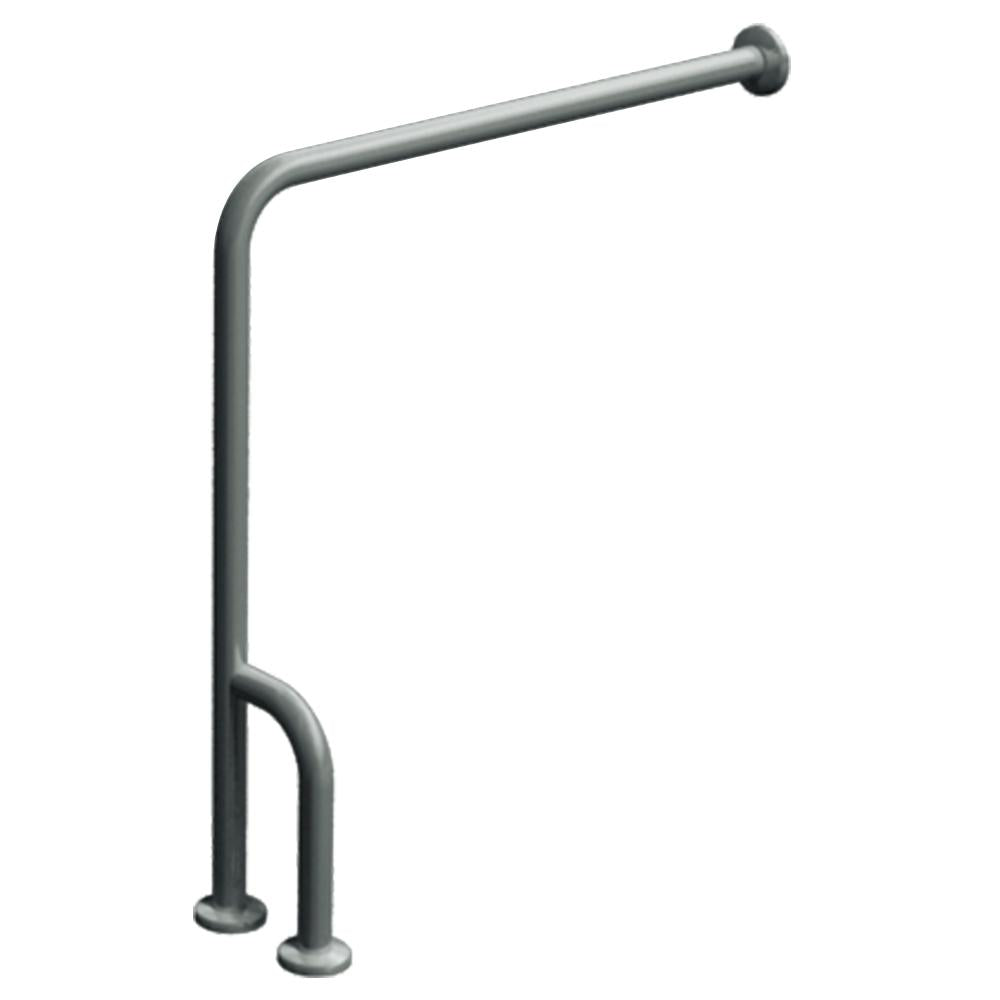 ASI 3833 Grab Bar Wall to Floor Snap Flange with Outrigger 30 x 33 Inches - Satin Stainless Steel - Bathroom Safety Handle for Seniors & Disabled - ADA Compliant Shower & Toilet Support Bar