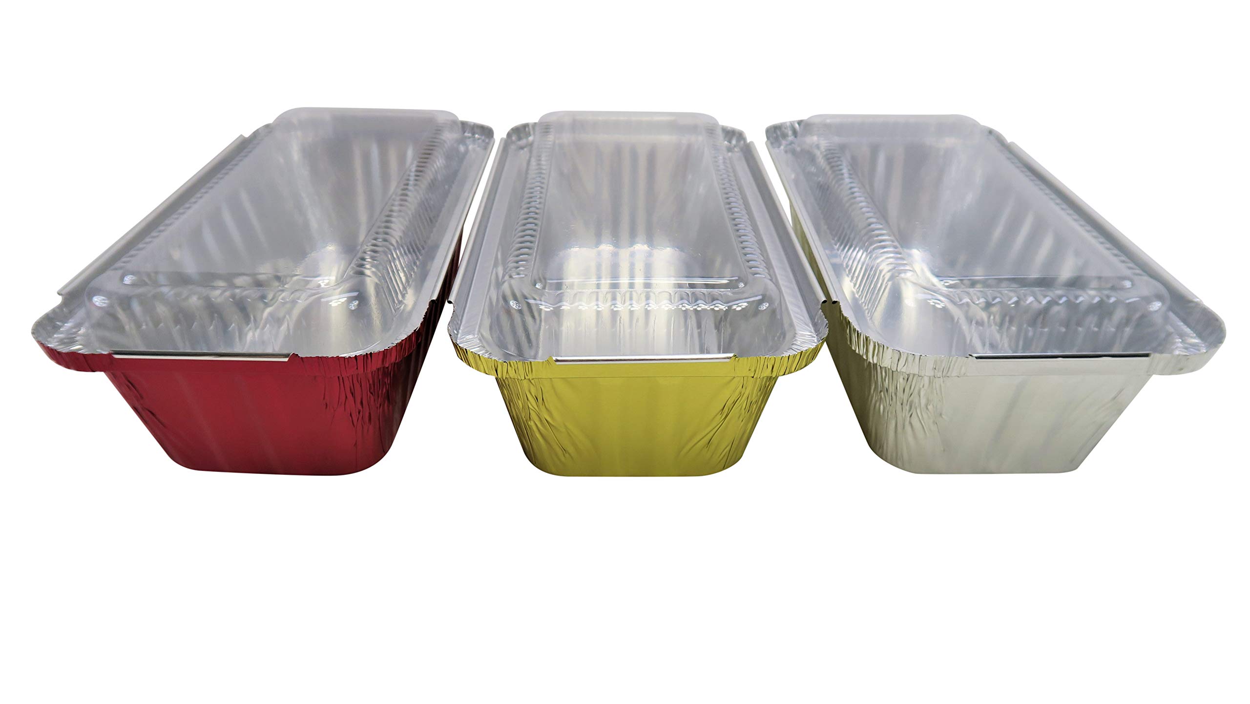 KitchenDance Disposable Gold Aluminum Loaf Pans with Plastic Lids - 50 Pack 1.5lb Rectangular Baking Pans for Bread, Meatloaf, Cakes & Meal Prep - Perfect for Home Baking, Holiday Cooking & Food Storage
