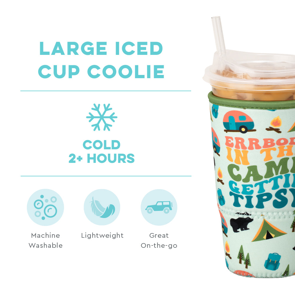 Errbody In The Camp Large Iced Cup Coolie - 20oz Insulated Tumbler with Lid and Straw for Camping, Beach, and Outdoor Adventures