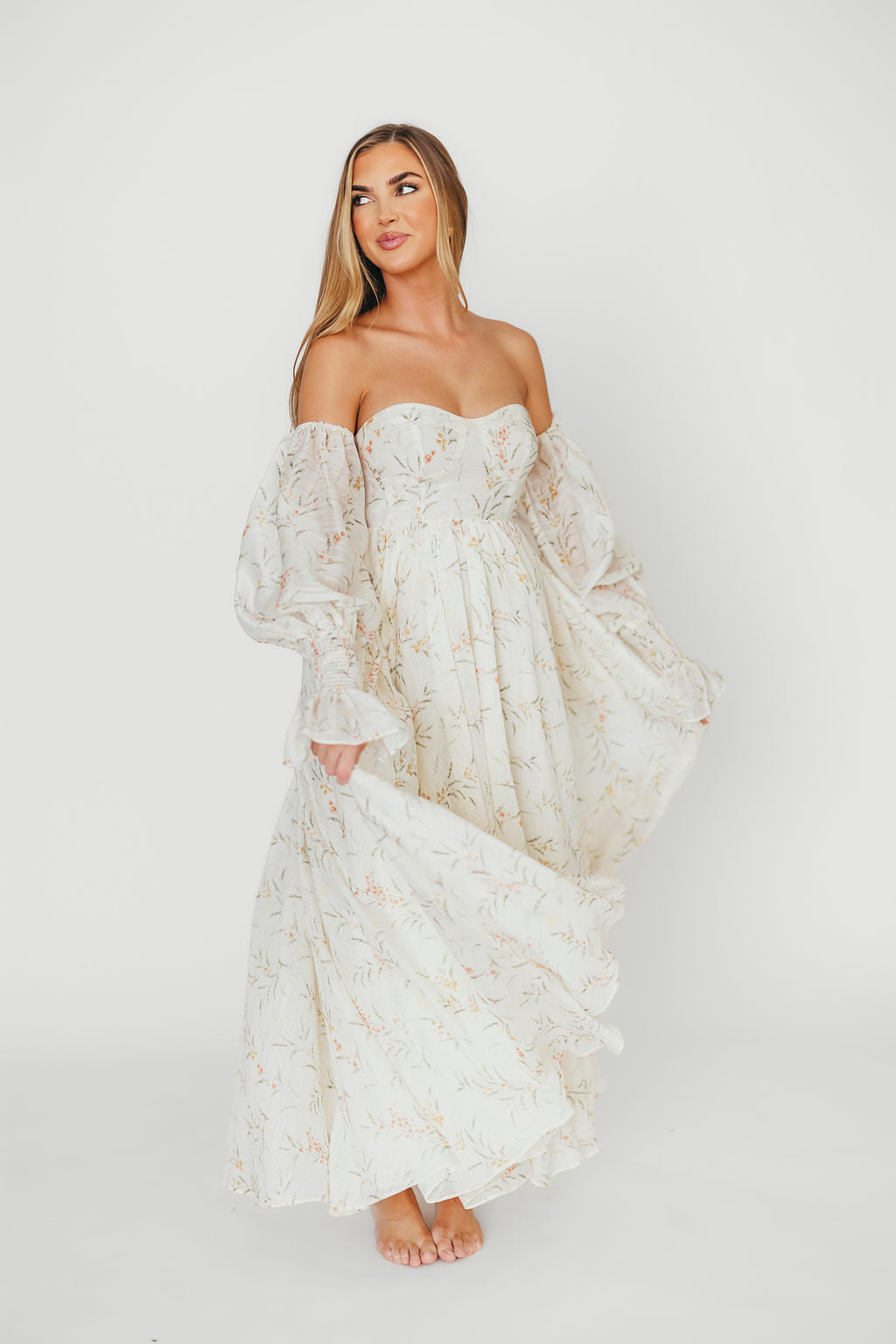 Ryder Grace Maxi Dress in Cream - Elegant Long Flowy Summer Dress for Women, Perfect for Beach, Wedding & Vacation | Lightweight & Comfortable