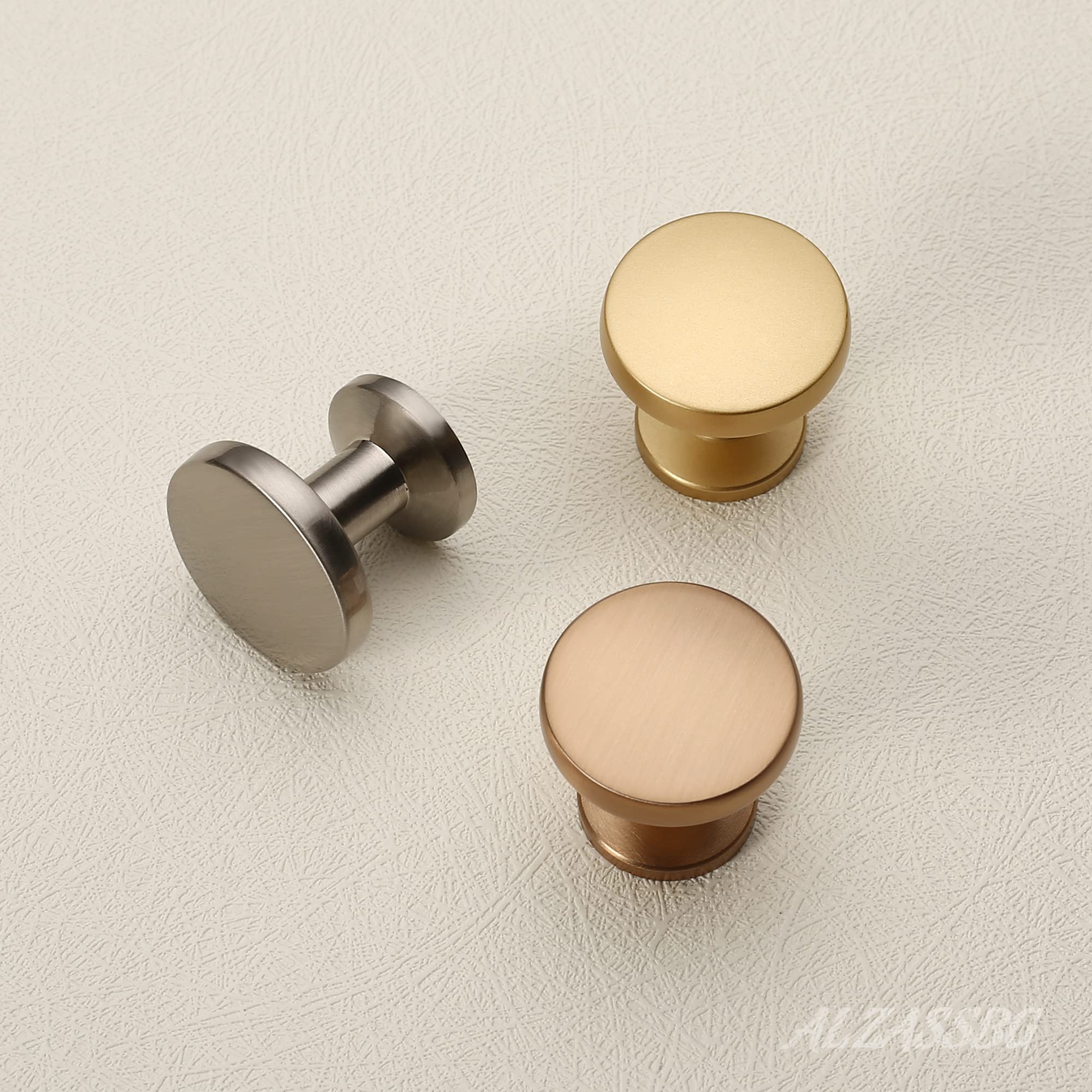10 Pack Brushed Satin Nickel Cabinet Knobs - 1.1 Inch (30mm) Round Drawer Pulls for Kitchen, Bathroom & Furniture - Durable Hardware for Cabinets, Dressers & Storage (AL6044SN)