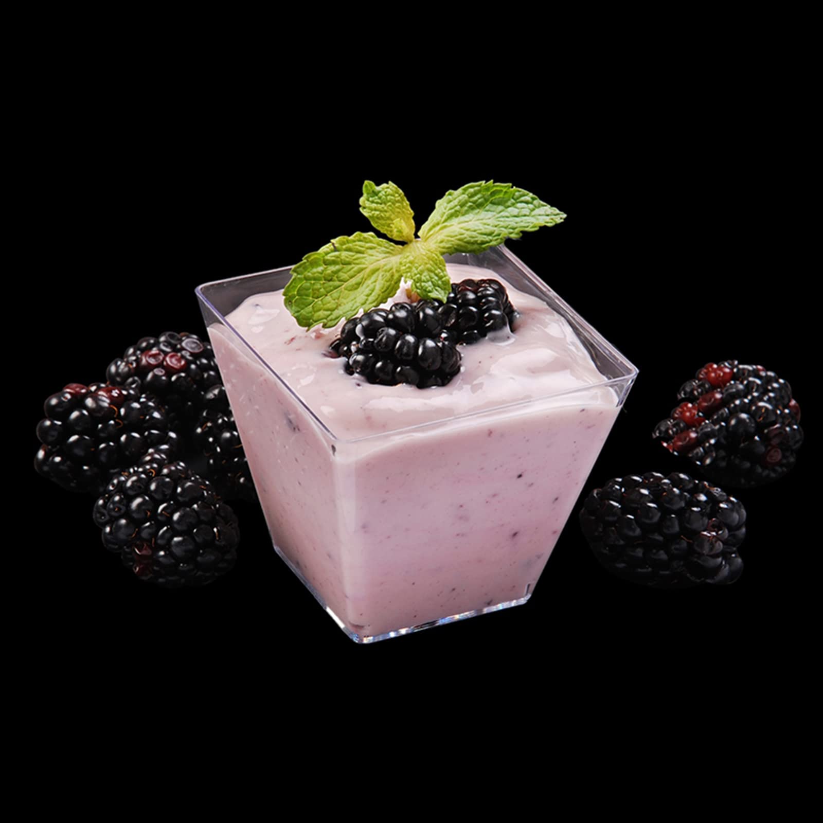 Tosnail 100-Pack 2oz Mini Clear Plastic Dessert Cups with Spoons - Square Parfait Appetizer Containers for Parties, Events, Catering & Home Use - Perfect for Ice Cream, Pudding, Jello & Fruit Salads