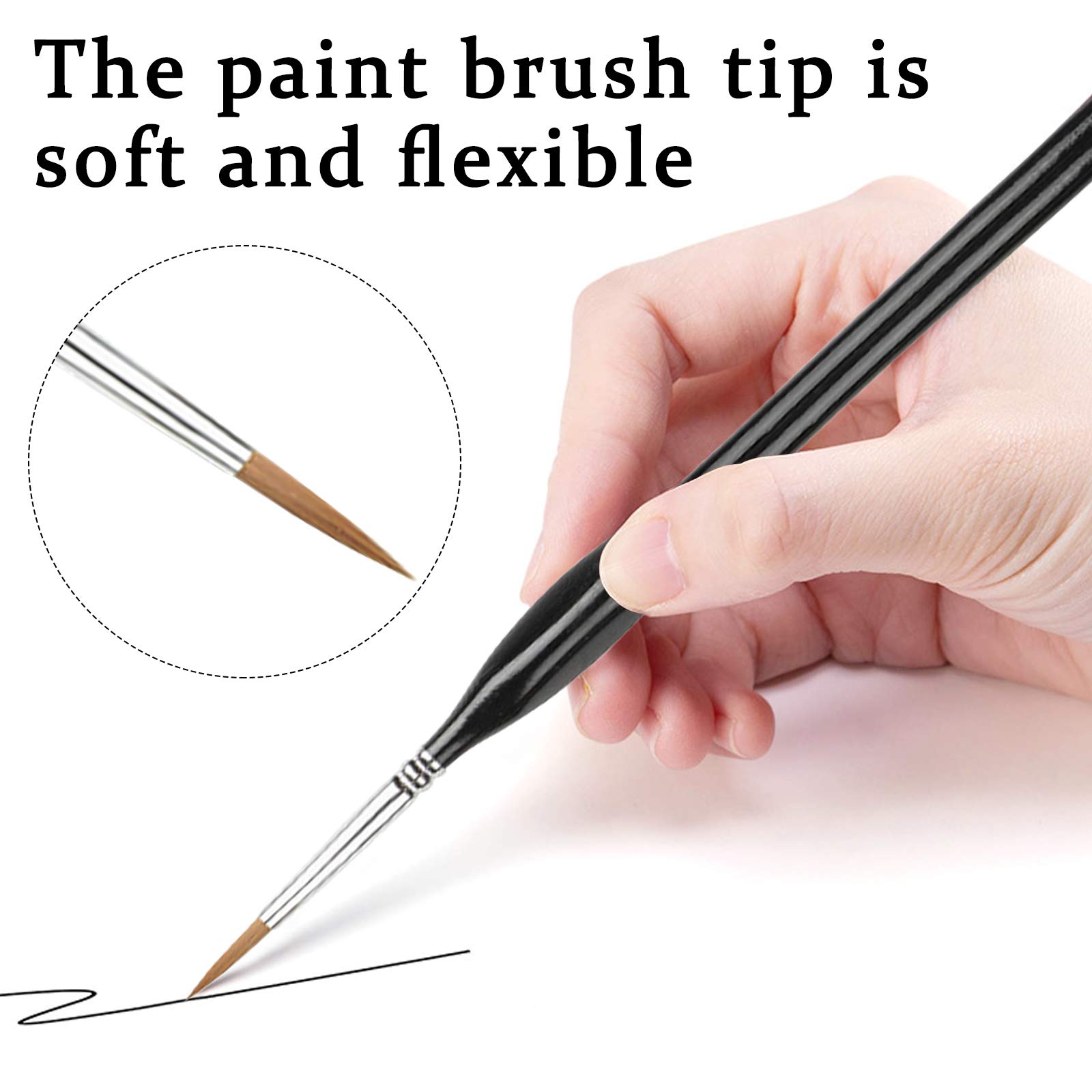 2 Pack Detail Paint Brushes Set - 12 Professional Artist Brushes for Watercolor, Acrylic & Oil Painting - Fine Tip Art Supplies (6 Black + 6 Brown) - Perfect for Canvas, Miniature & Fine Art Projects