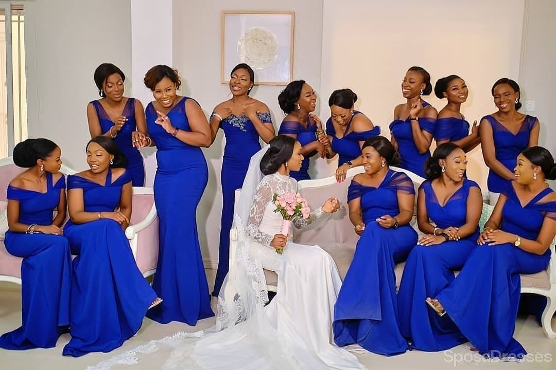 Royal Blue Mismatched Mermaid Bridesmaid Dresses - Elegant A-Line Formal Gowns for Weddings, Prom & Special Occasions - Style WG656