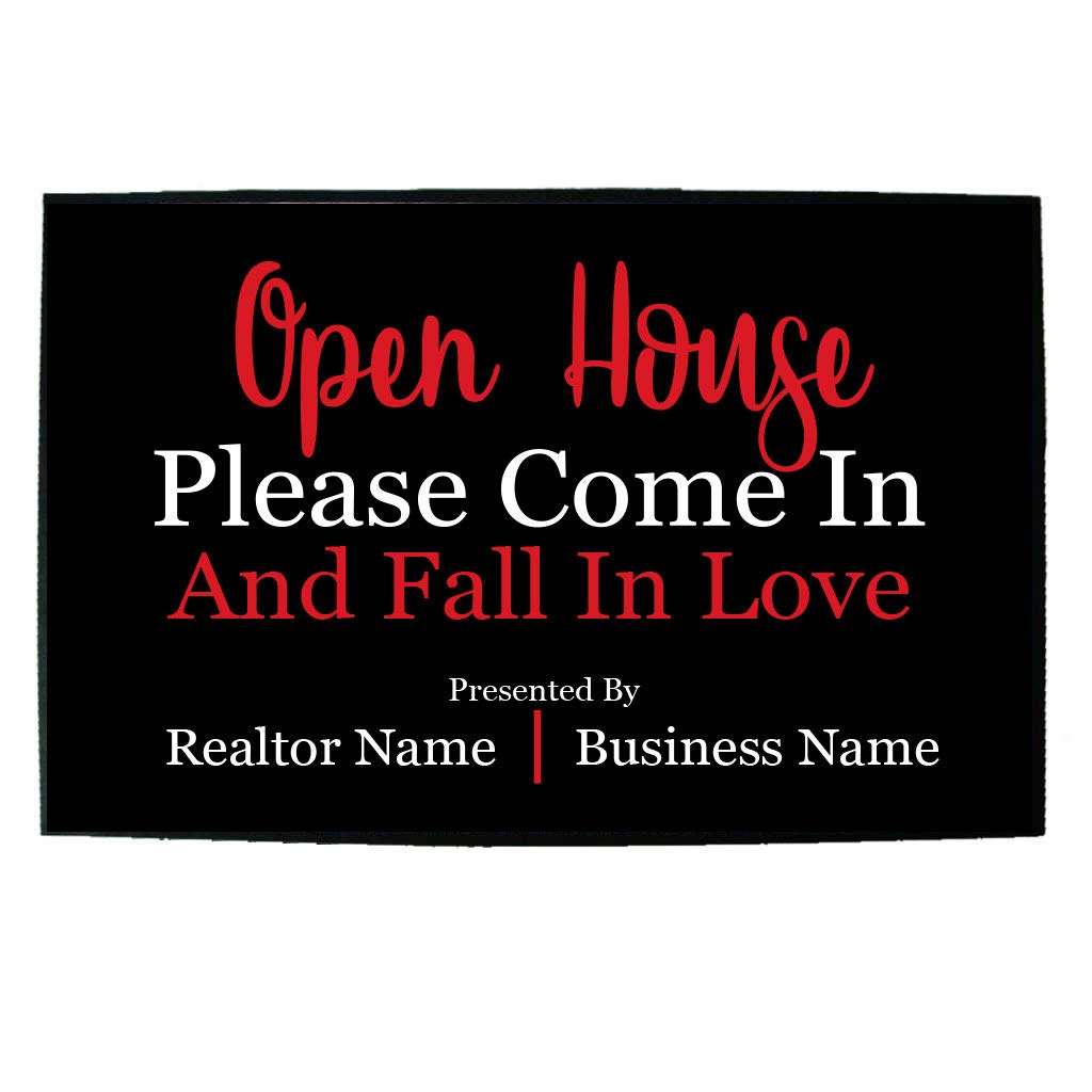Realtor Welcome Doormat 24x36 Inches - 'Please Come in & Fall in Love' Custom Real Estate Agent Gift - Durable Indoor/Outdoor Entry Mat for Home, Office & Open House Decor
