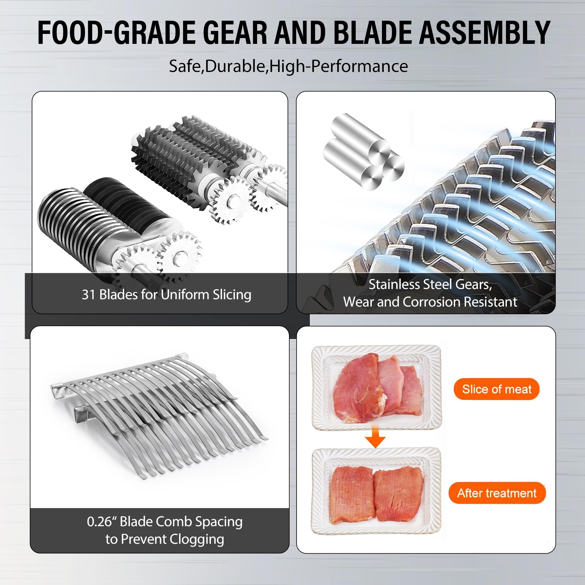 Premium 2-in-1 Manual Meat Tenderizer & Beef Jerky Slicer - Heavy Duty Aluminum Meat Cuber with 2 Stainless Steel Blades for Beef, Chicken, Pork - Perfect for Home Cooking, BBQ, and Meal Prep