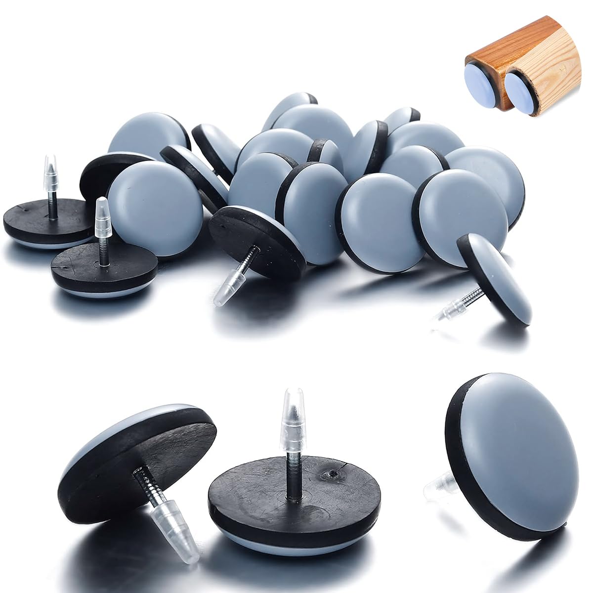HASTHIP® 24-Pack 25mm Furniture Pads - Non-Slip Silicone Felt Chair Leg Protectors for Hardwood Floors & Wooden Tables - Scratch Prevention & Noise Reduction - Perfect for Dining Chairs, Office Desks & Home Furniture Protection - Ideal for Moving, Renovating & Daily Use - Protect Floors from Scratches & Reduce Noise in Living Rooms, Bedrooms & Offices