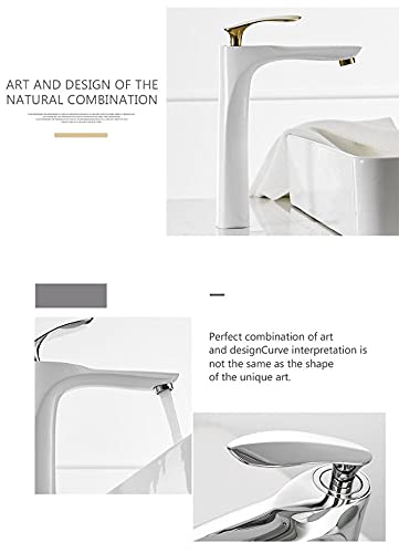 Premium InArt Brass Single Lever Bathroom Basin Mixer Tap - White Gold Finish | Modern Sink Faucet for Vanity, Powder Room & Guest Bathroom