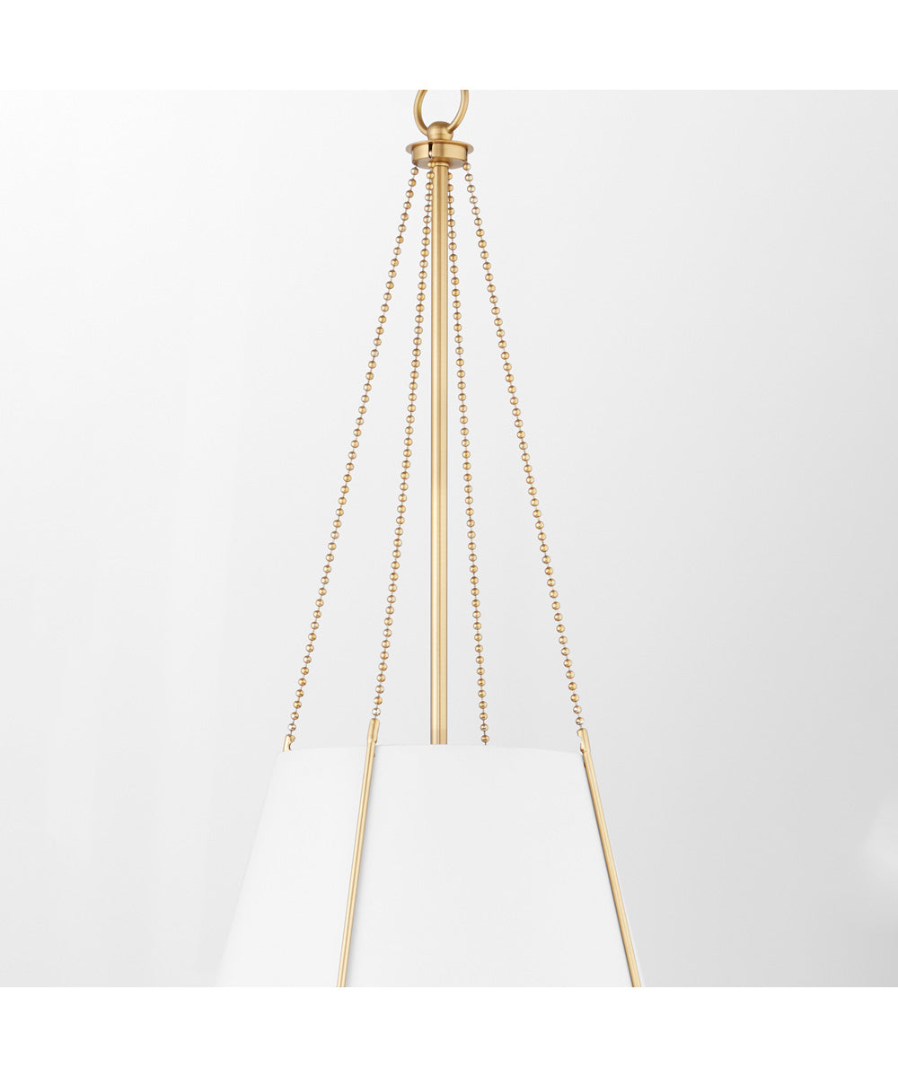 1 Light Pendant Studio White with Aged Brass Finish - Modern Ceiling Light Fixture for Living Room, Kitchen, or Dining Area