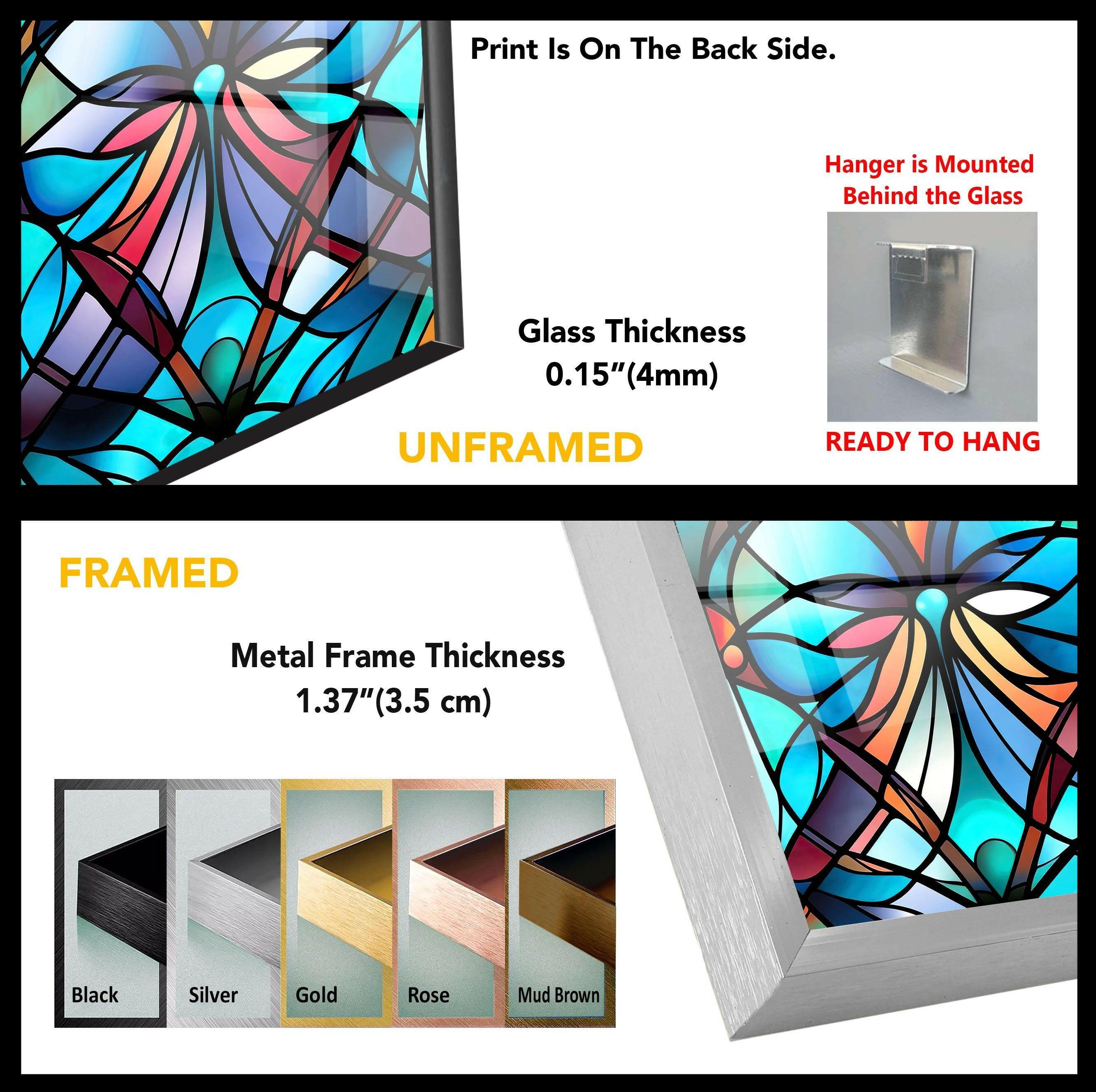 Handmade Blue Stained Glass Wall Art - Elegant Tiffany Style Window Panel Decor for Living Room, Bedroom & Church - Perfect for Home, Office & Wedding Decorations