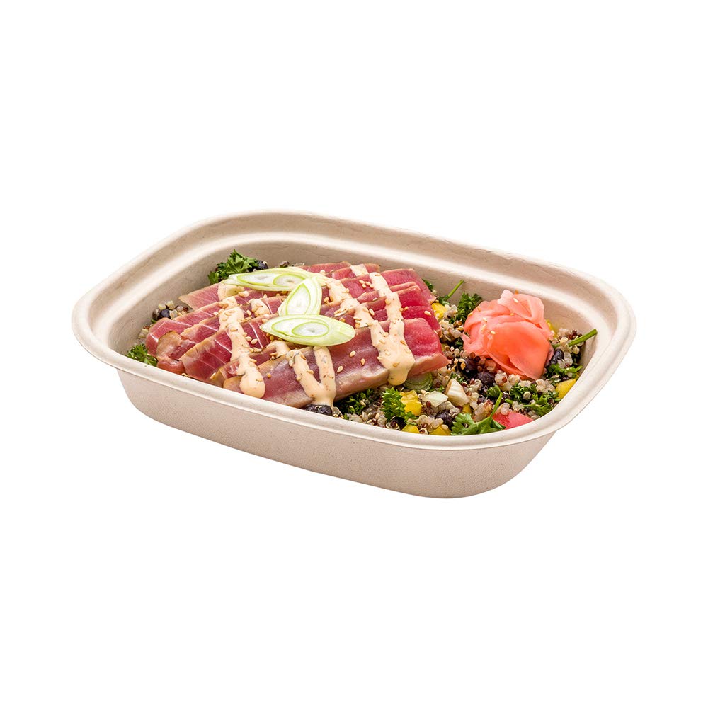 Eco-Friendly 48oz Bagasse Salad Bowls - 100-Pack Grease-Resistant, Microwavable & Unbleached with Reinforced Rim | Perfect for Restaurants, Catering & Takeout