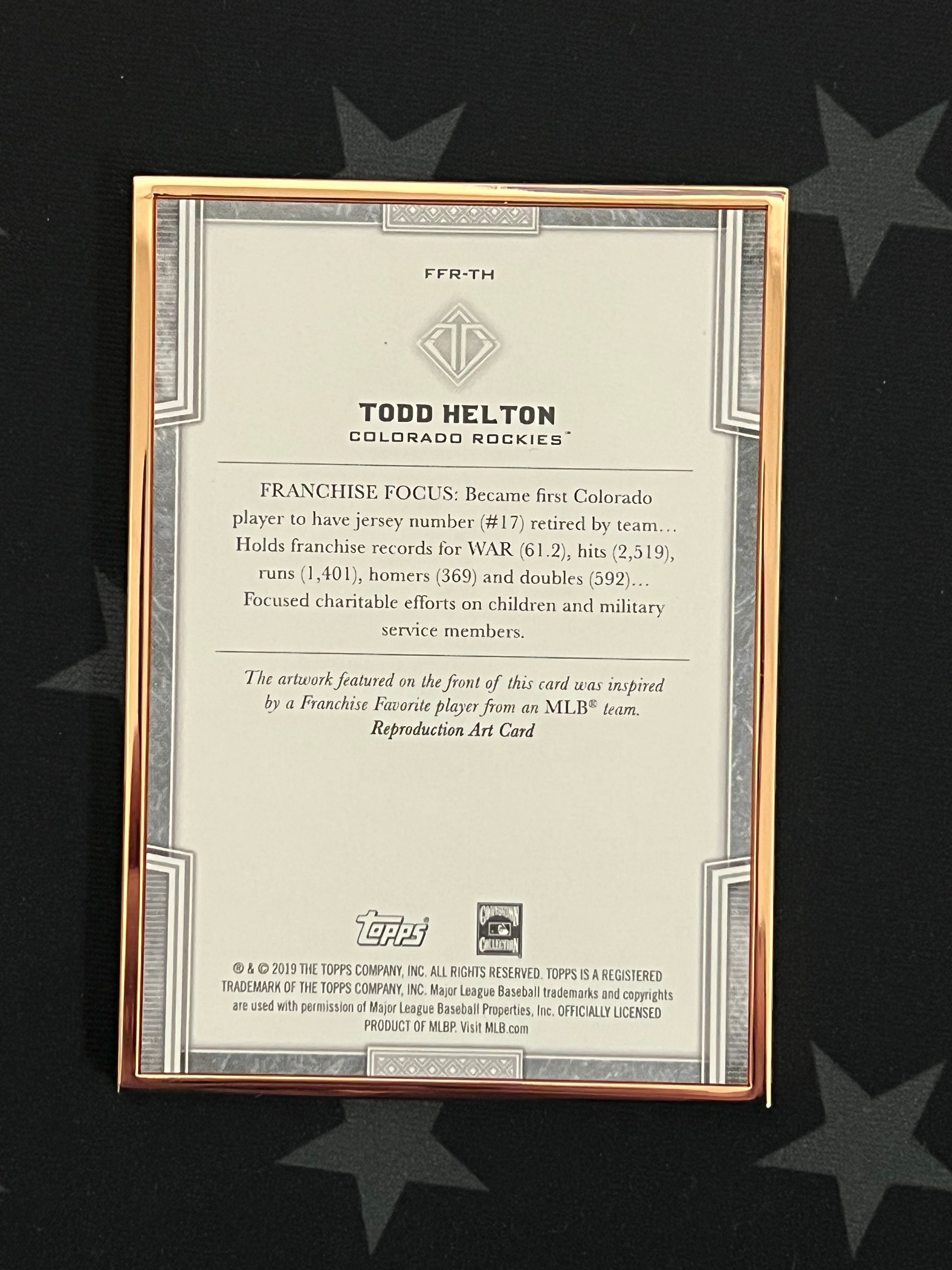 2019 Topps Transcendent Todd Helton #FFR TH Franchise Favorites 76/100 - Rare Baseball Trading Card for Collectors & Fans - Perfect for Display, Investment & Memorabilia Collections