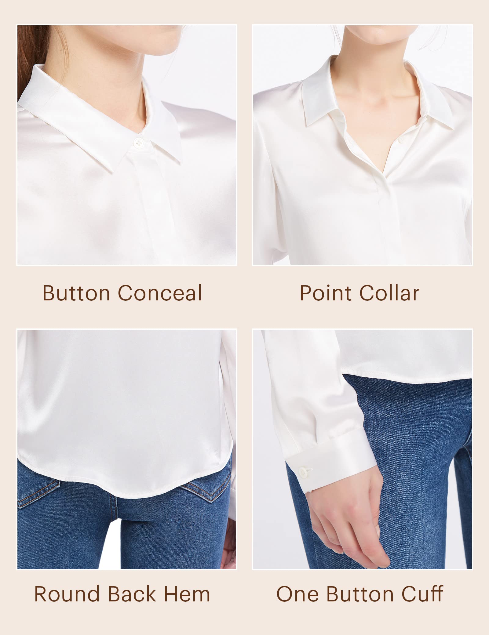 LilySilk 100% Pure Silk Blouse for Women - Long Sleeve Luxurious Smooth Shirt for Work, Party & Special Occasions | Elegant Office Wear & Evening Outfits