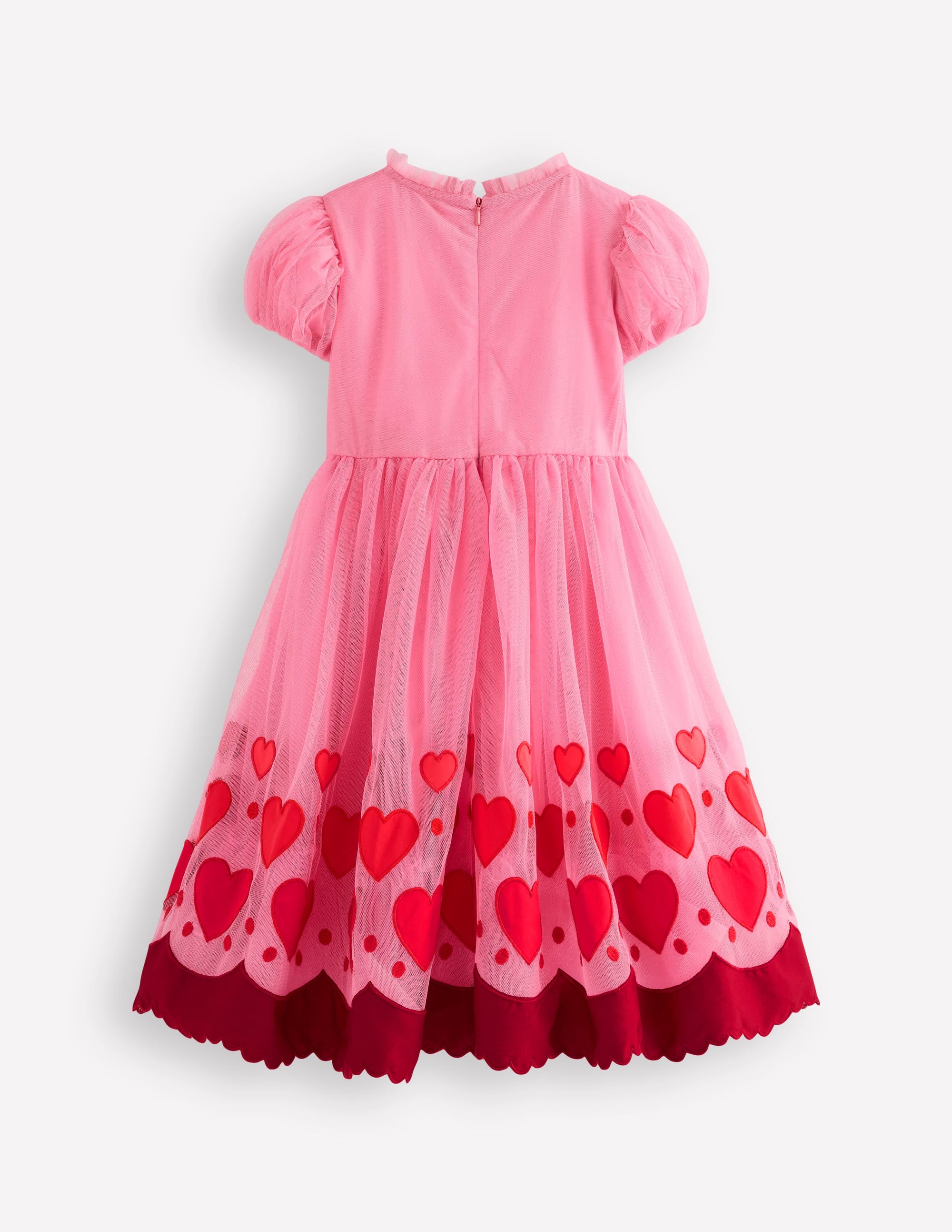 Bubblegum Pink Heart Appliqué Hem Tulle Dress for Girls - Perfect for Birthday Parties, Weddings & Special Occasions