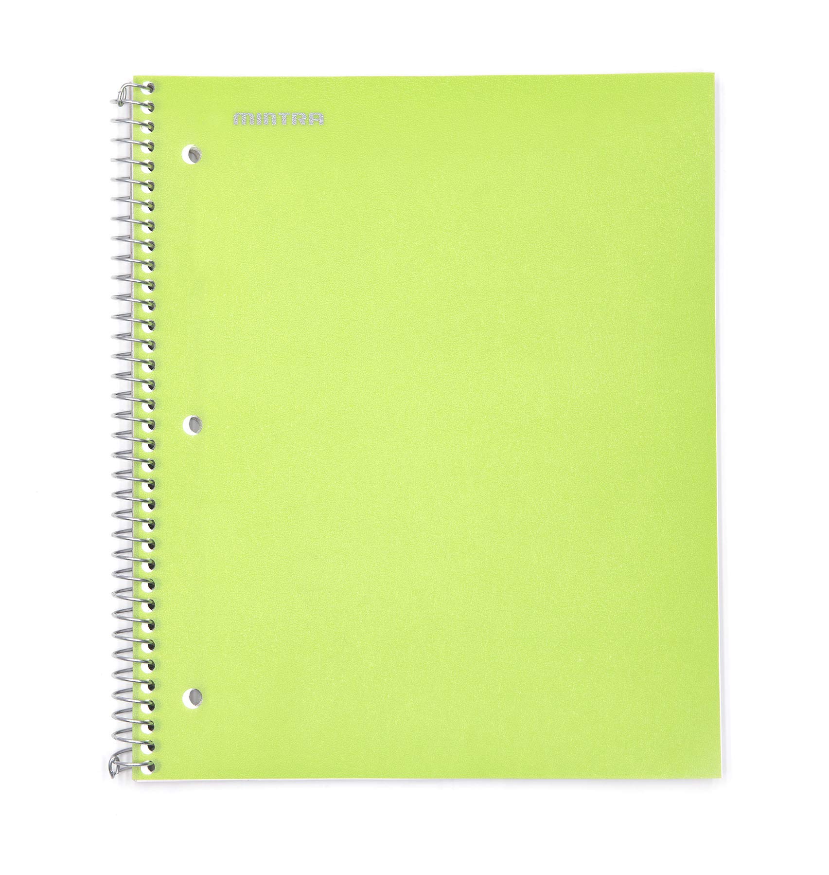 Mintra Durable Spiral Notebook 3-Pack - 1 Subject, College Ruled, 100 Sheets Each - Green Poly Pocket Notebooks with Moisture Resistant Cover & Sturdy Chipboard Back - Perfect for School, Office, Business & Journaling